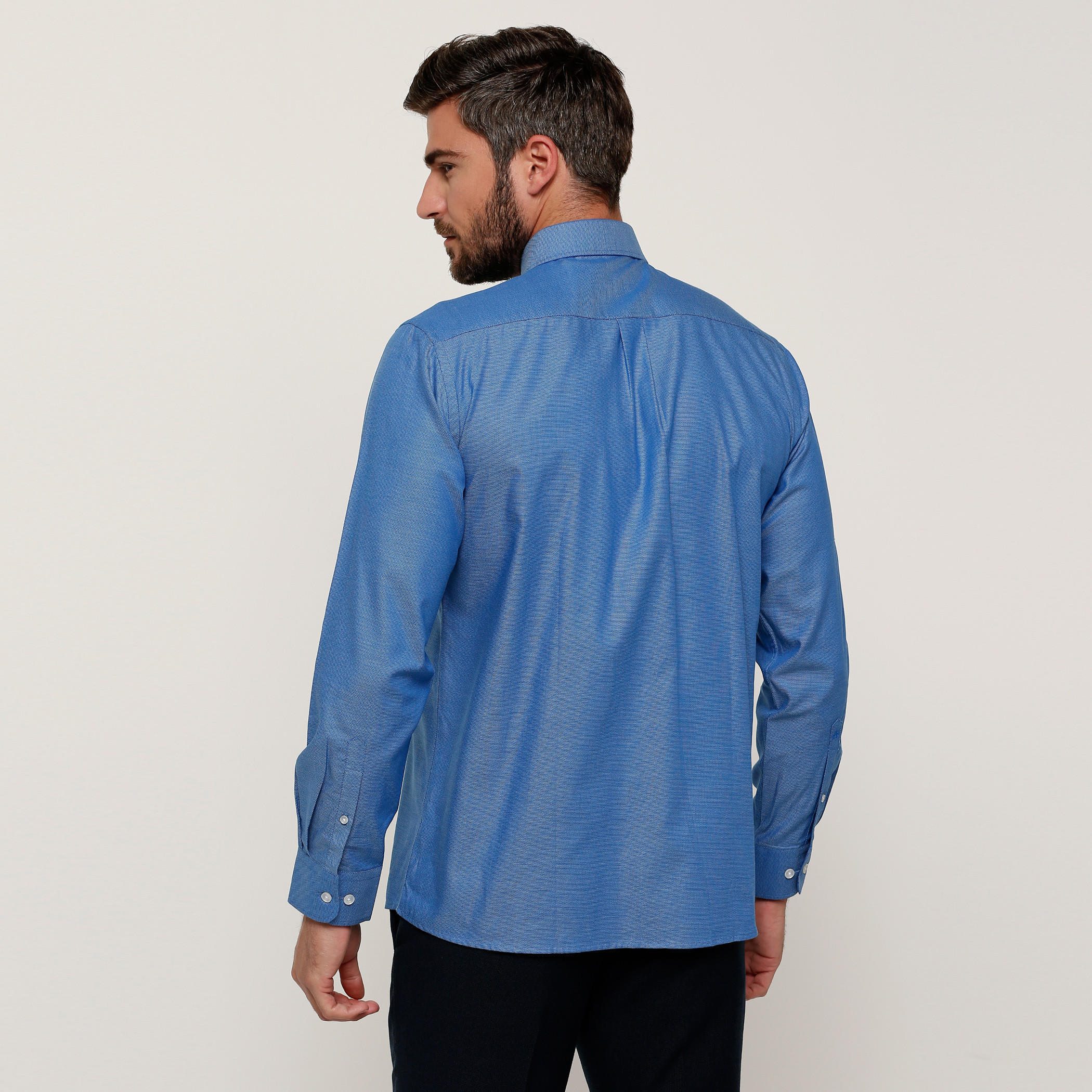 Arrow Textured Shirt with Long Sleeves and Complete Placket-men-clothing-shirts-image-2