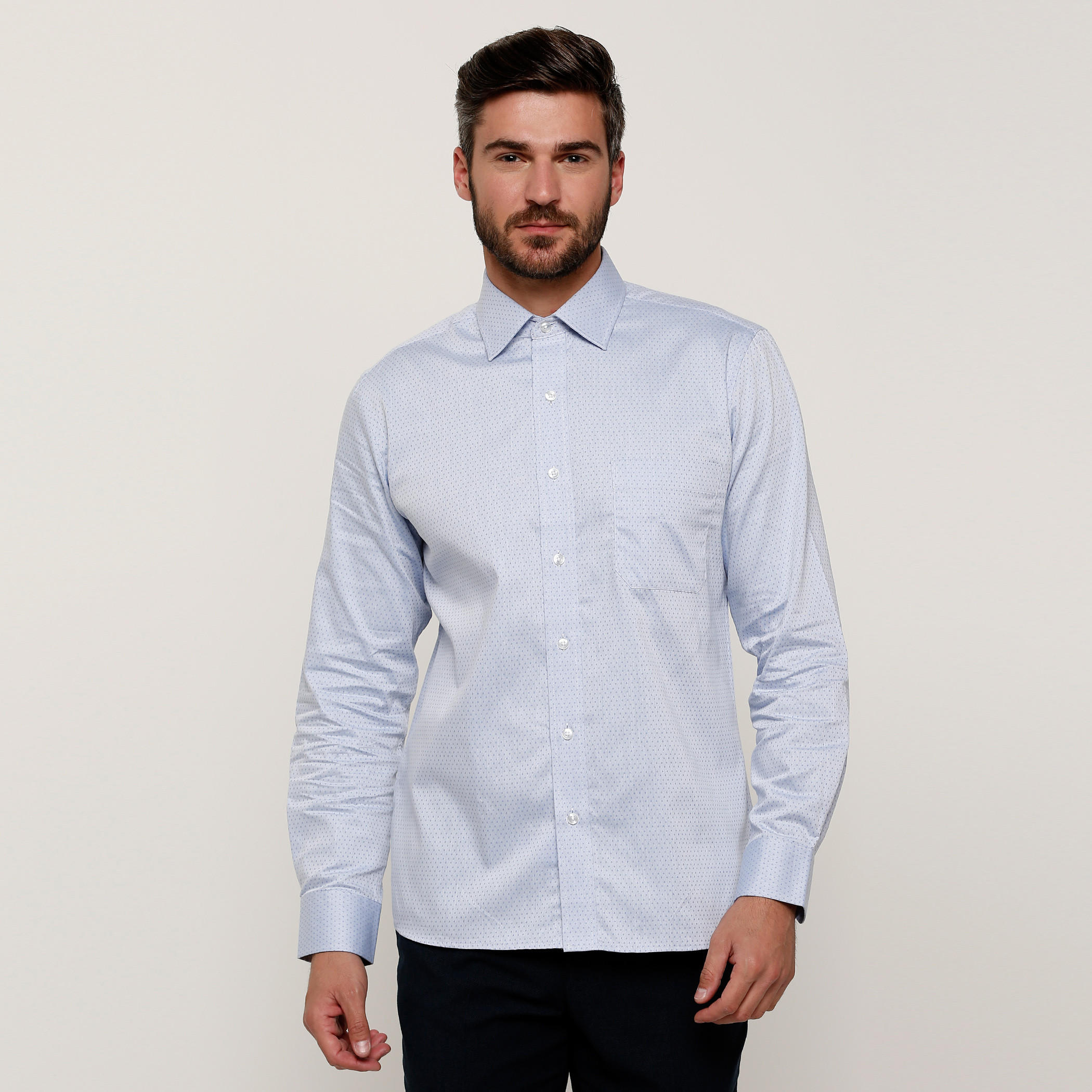 Arrow Printed Shirt with Long Sleeves and Complete Placket-men-clothing-shirts-image-1