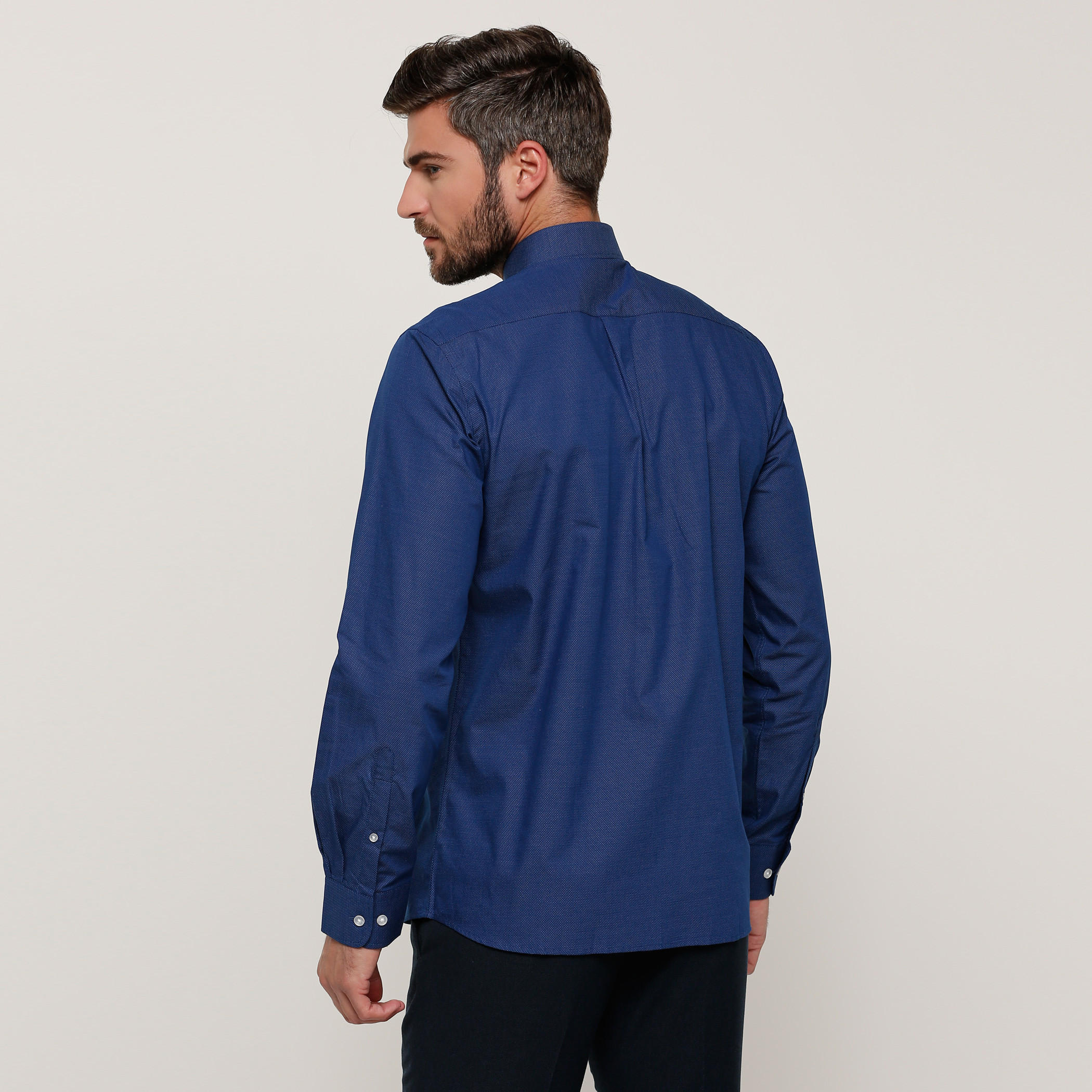 Arrow Textured Shirt with Long Sleeves and Complete Placket-men-clothing-shirts-image-2