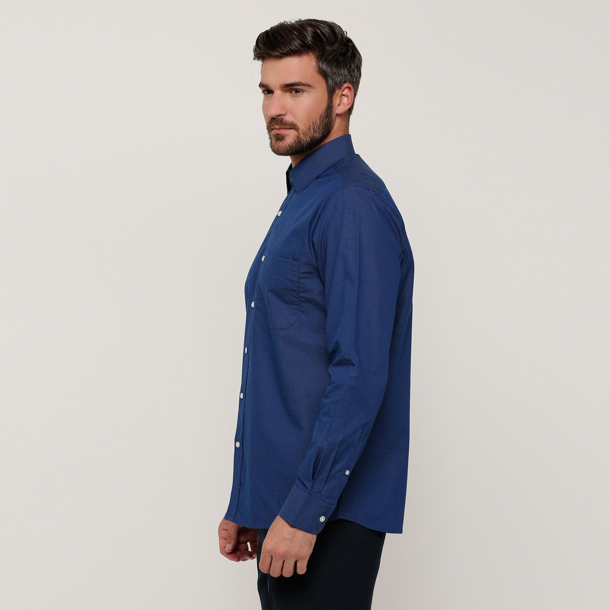 Arrow Textured Shirt with Long Sleeves and Complete Placket-men-clothing-shirts-image-3