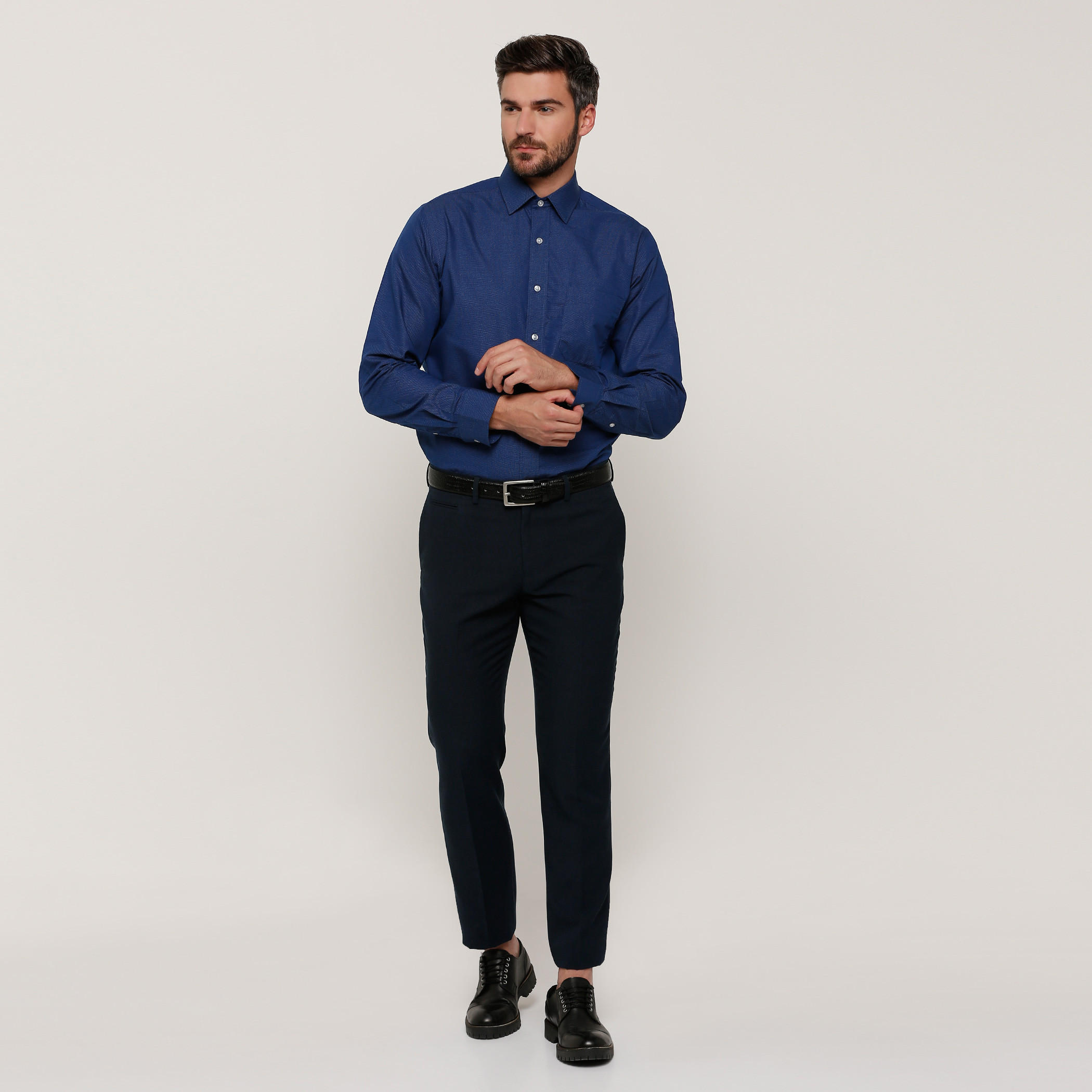 Arrow Textured Shirt with Long Sleeves and Complete Placket-men-clothing-shirts-image-5