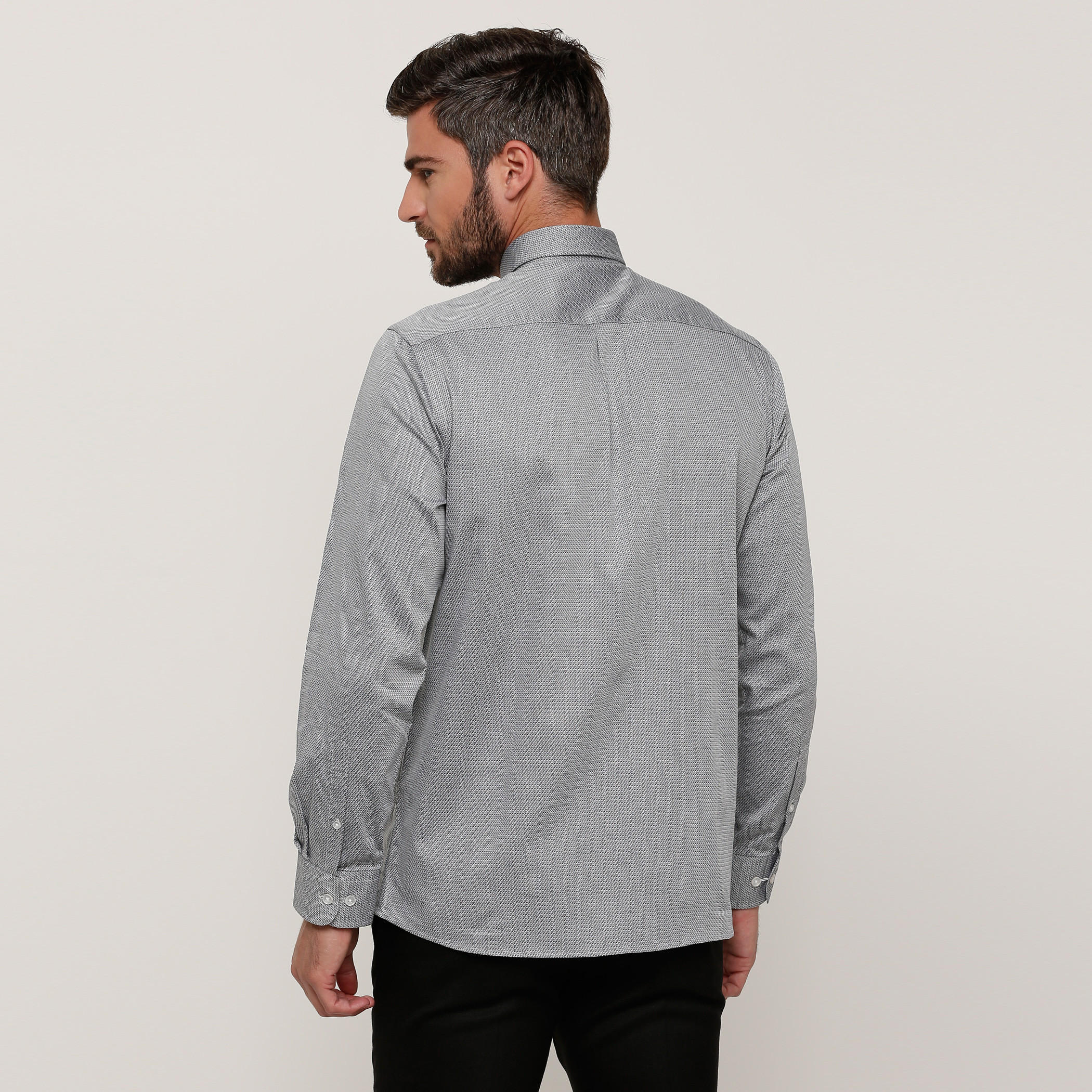Arrow Textured Shirt with Long Sleeves and Complete Placket-men-clothing-shirts-image-2