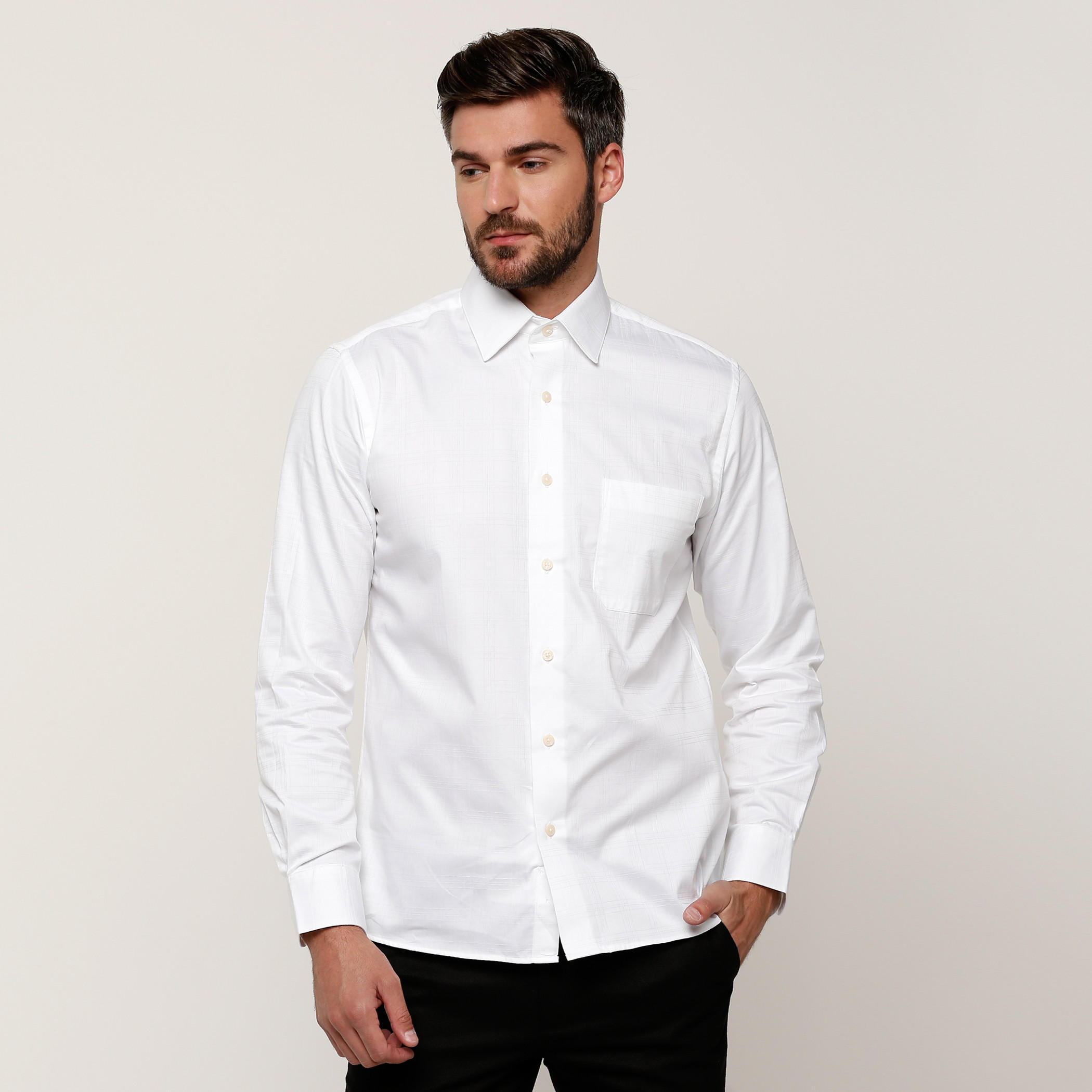 Arrow Shirt with Long Sleeves and Complete Placket-men-clothing-shirts-image-1