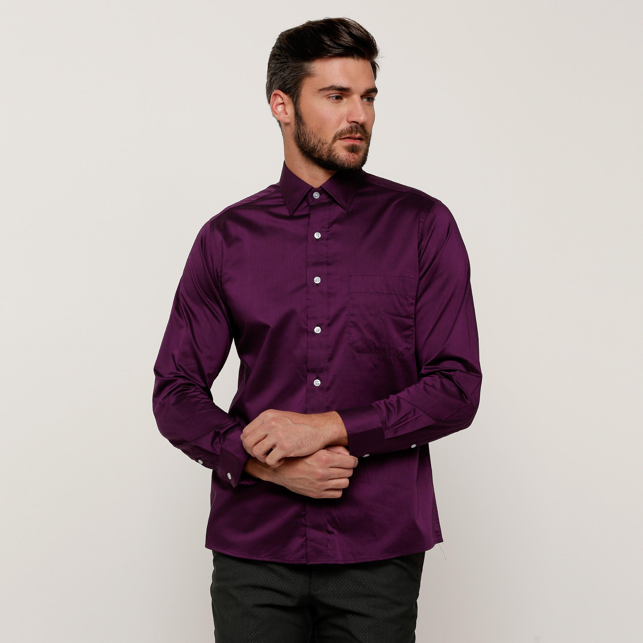 Arrow Shirt with Long Sleeves and Complete Placket-men-clothing-shirts-image-1
