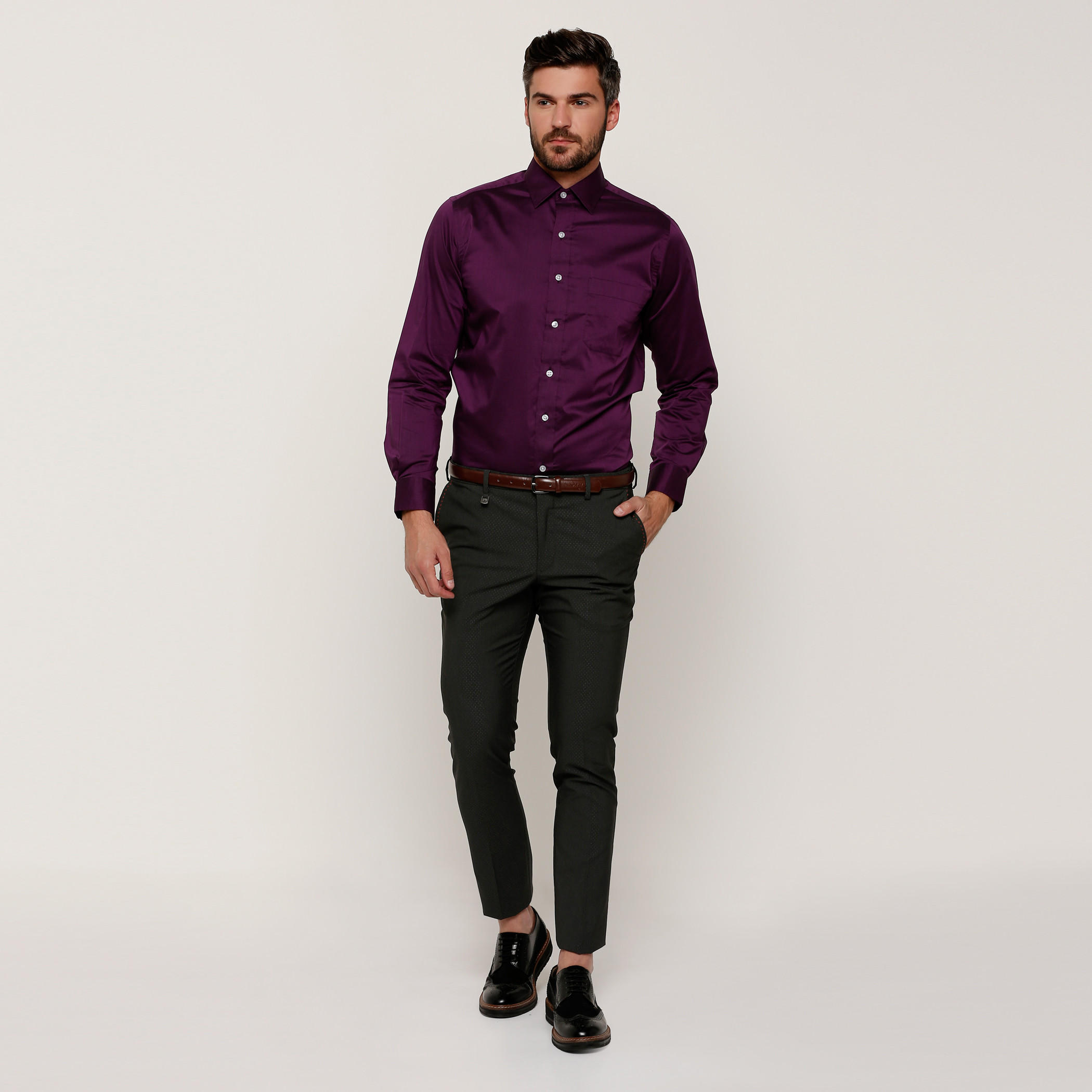 Arrow Shirt with Long Sleeves and Complete Placket-men-clothing-shirts-image-5