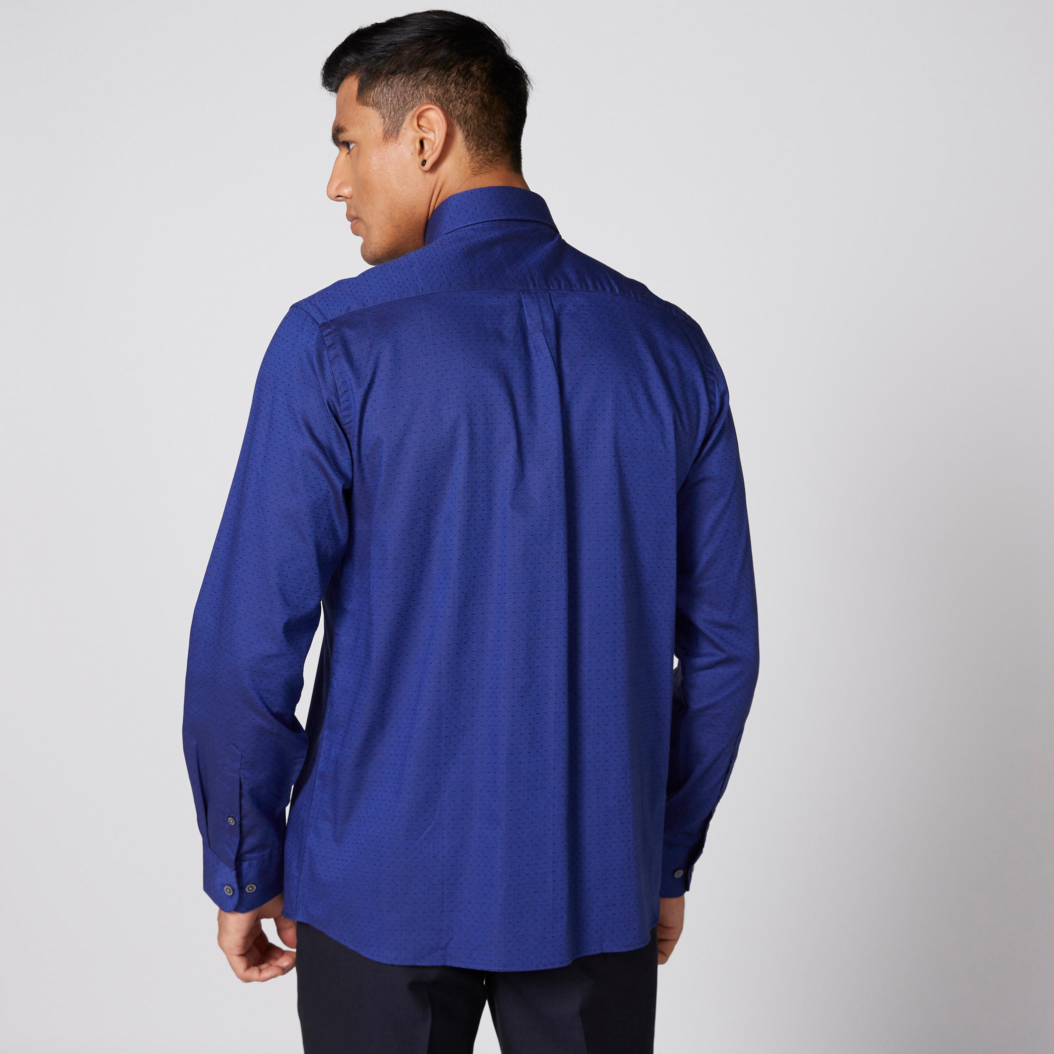 Arrow Textured Shirt with Long Sleeves and Complete Placket-men-clothing-shirts-image-2