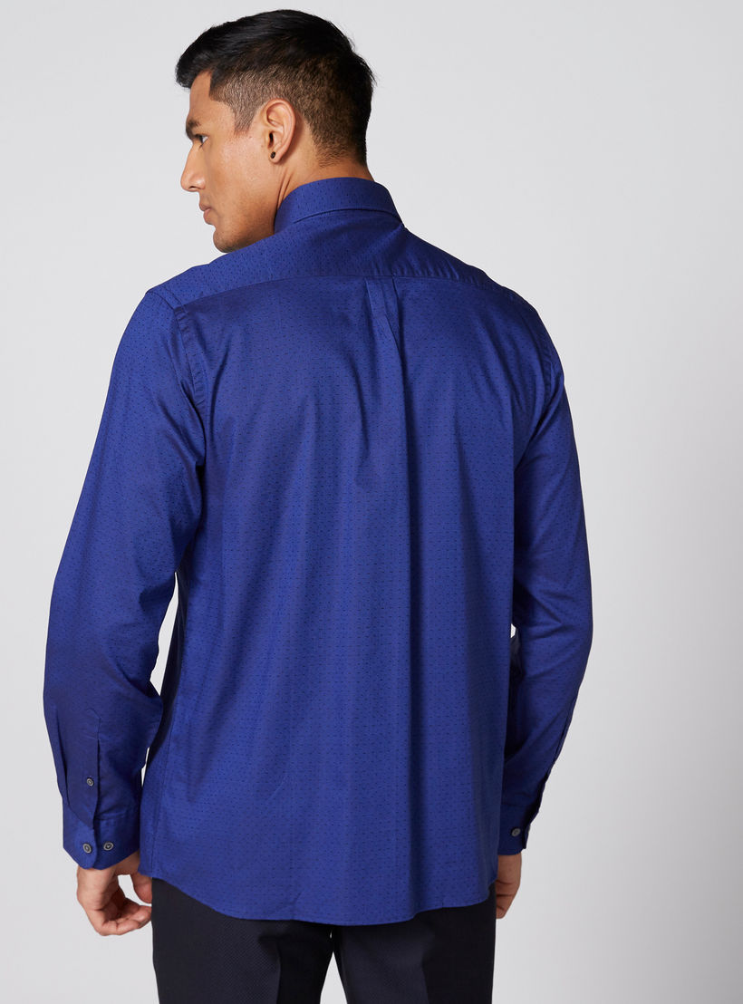 Arrow Textured Shirt with Long Sleeves and Complete Placket-men-clothing-shirts-image-2