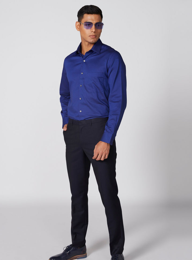 Arrow Textured Shirt with Long Sleeves and Complete Placket-men-clothing-shirts-image-3
