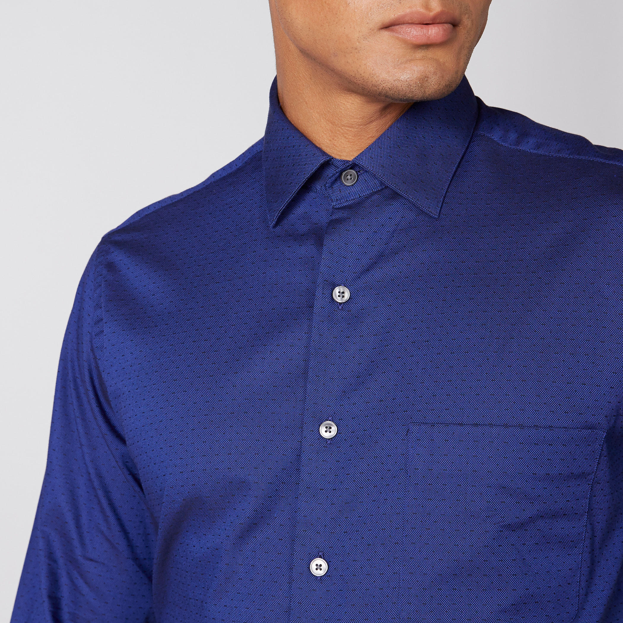 Arrow Textured Shirt with Long Sleeves and Complete Placket-men-clothing-shirts-image-4
