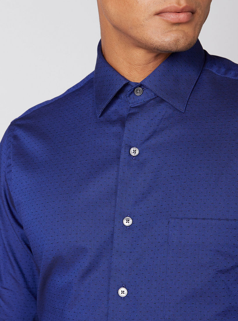 Arrow Textured Shirt with Long Sleeves and Complete Placket-men-clothing-shirts-image-4
