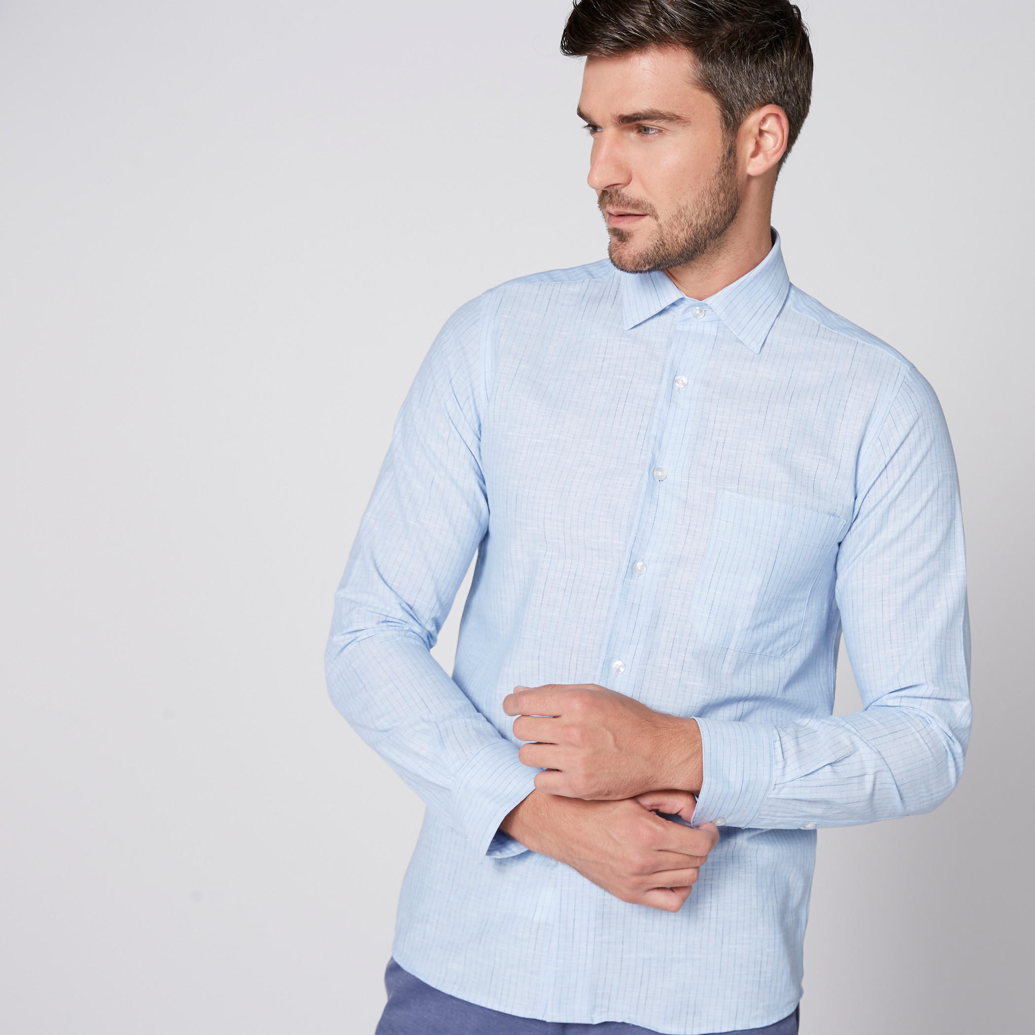 قميص مقلّم بأكمام طويلة وأزرار من آرو-men-clothing-shirts-image-2