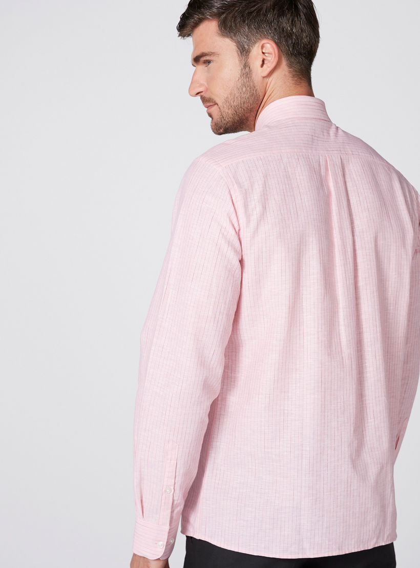 Arrow Striped Shirt with Long Sleeves and Chest Pocket-men-clothing-shirts-image-3