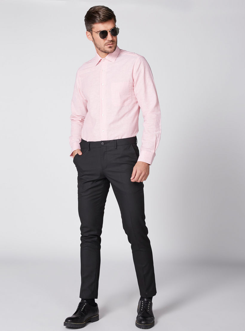 Arrow Striped Shirt with Long Sleeves and Chest Pocket-men-clothing-shirts-image-4