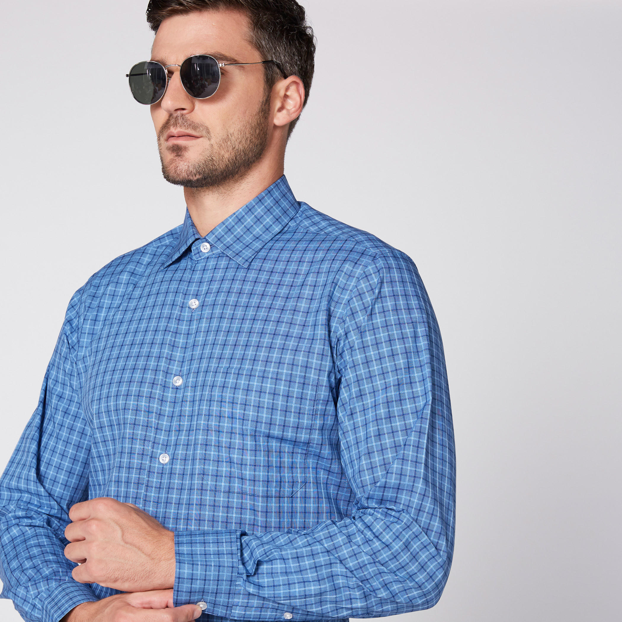 قميص كاروهات بأكمام طويلة وأزرار من آرو-men-clothing-shirts-image-1