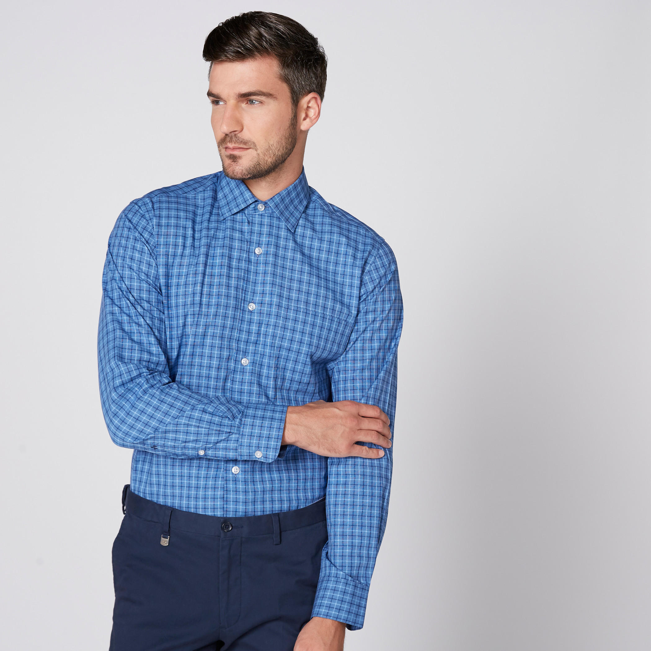 قميص كاروهات بأكمام طويلة وأزرار من آرو-men-clothing-shirts-image-2