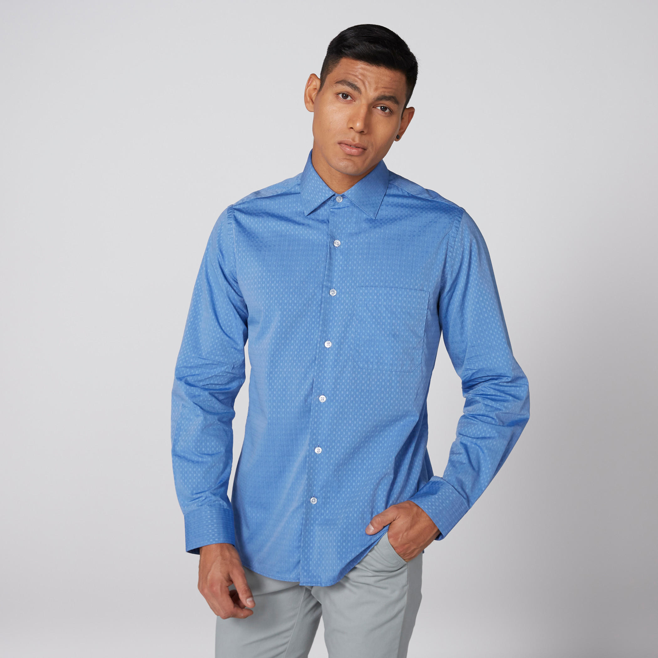 قميص بارز الملمس بأكمام طويلة وأزرار من آرو-men-clothing-shirts-image-2