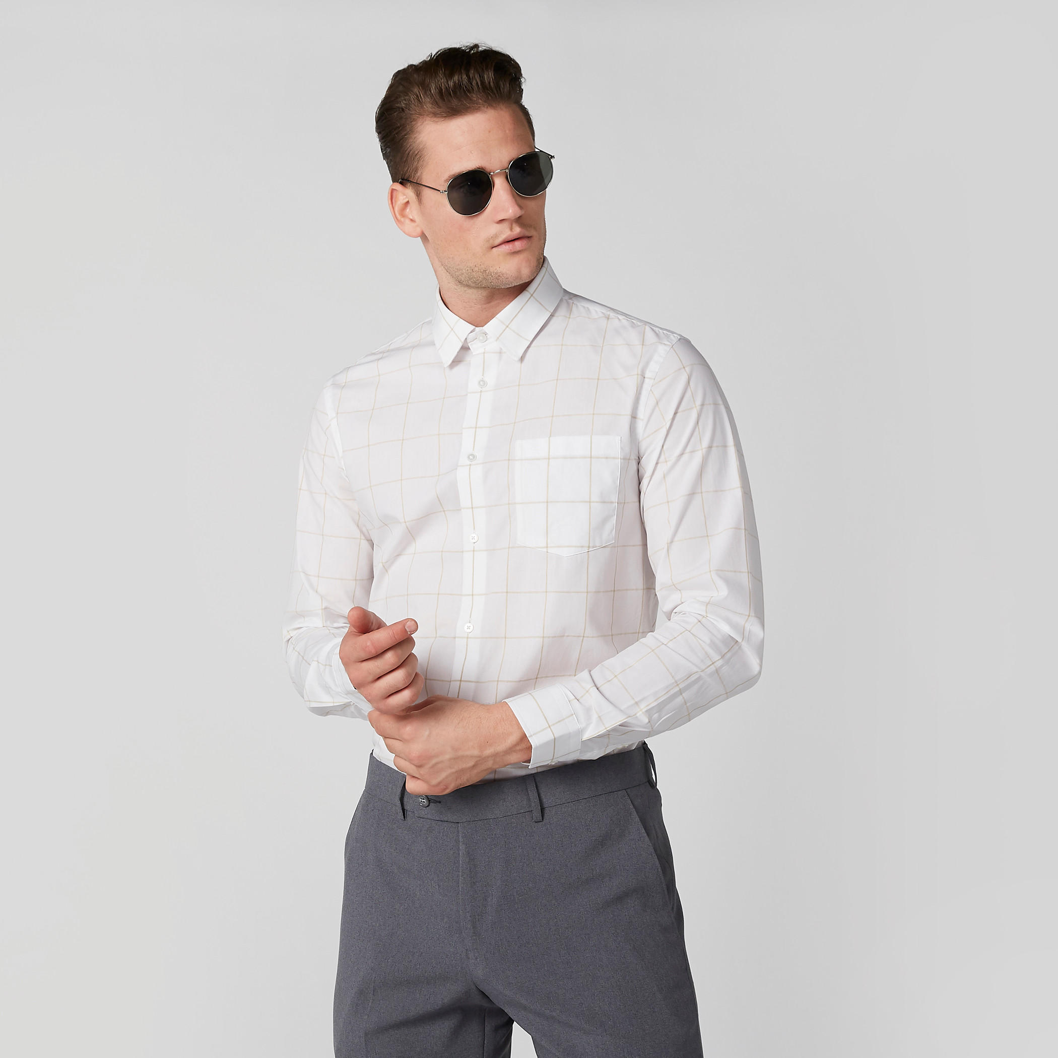 قميص كاروهات بأكمام طويلة وأزرار-men-clothing-shirts-image-1