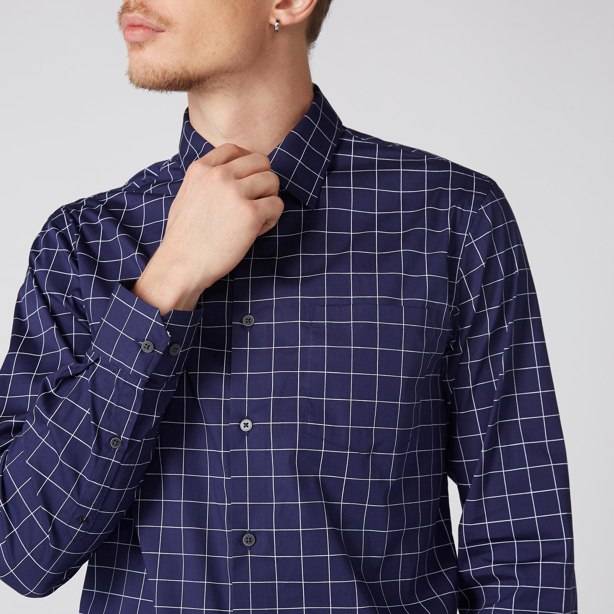 Arrow Chequered Shirt with Long Sleeves and Complete Placket-men-clothing-shirts-image-2