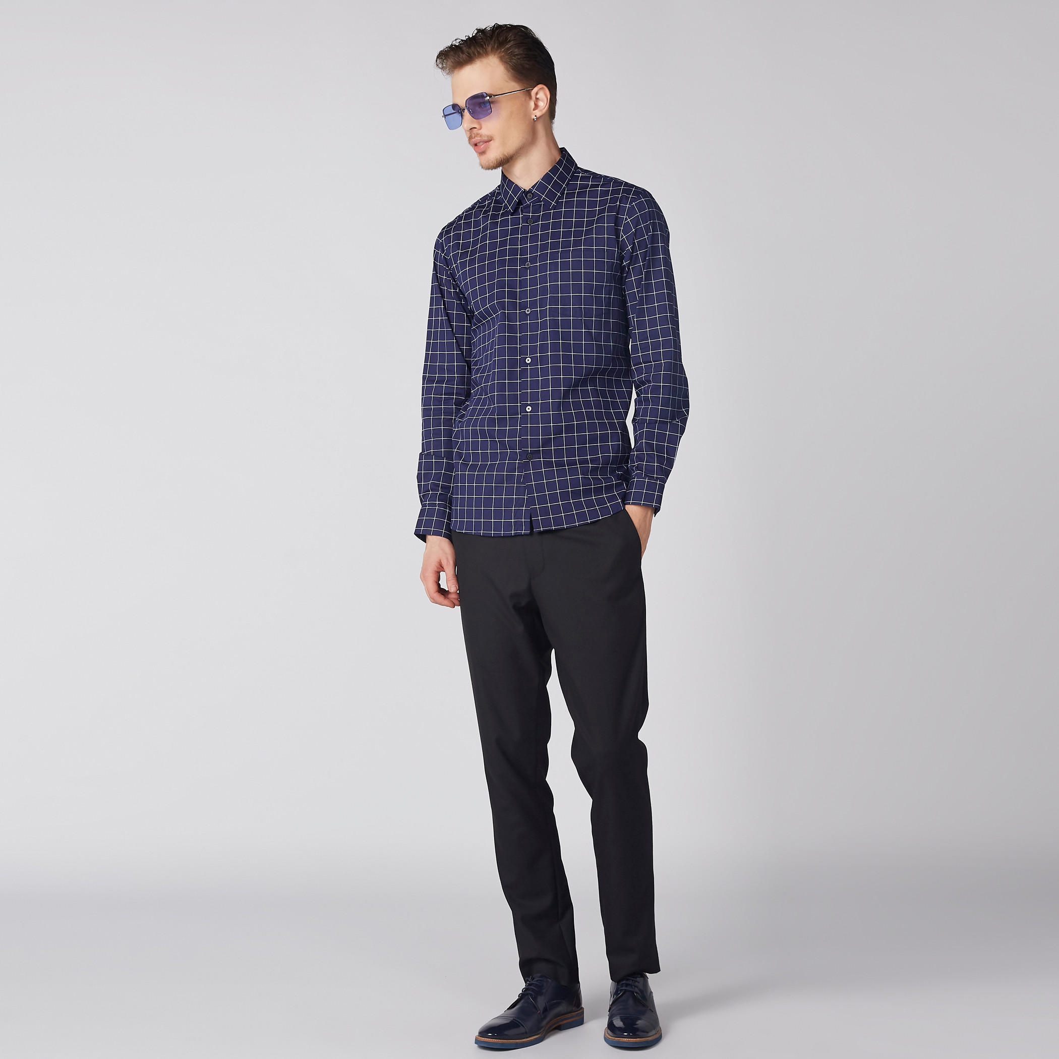 Arrow Chequered Shirt with Long Sleeves and Complete Placket-men-clothing-shirts-image-3