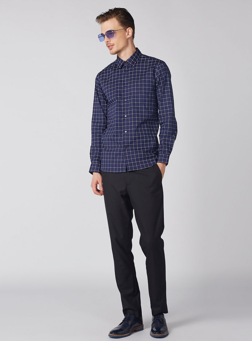 Arrow Chequered Shirt with Long Sleeves and Complete Placket-men-clothing-shirts-image-3