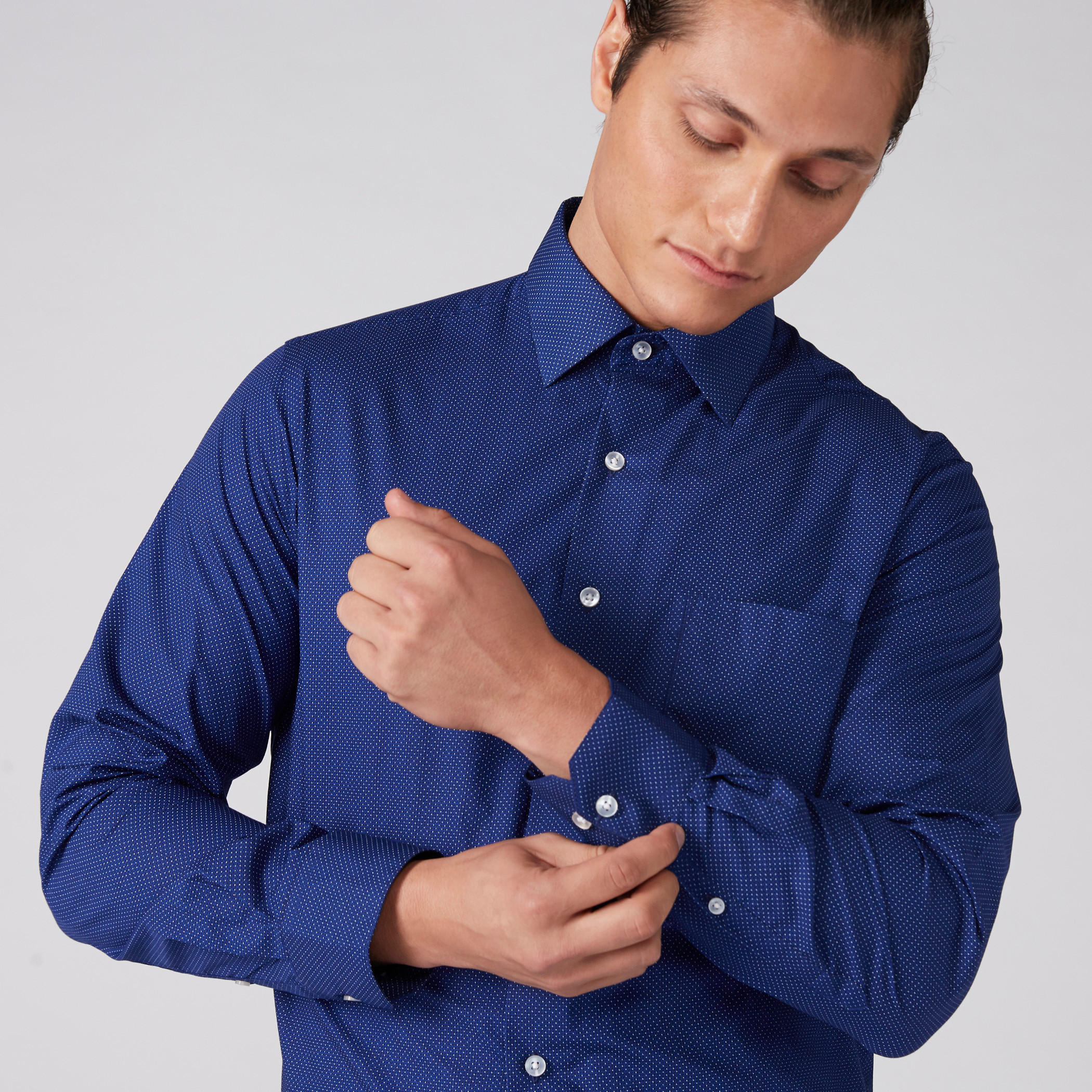 Arrow Textured Shirt with Long Sleeves and Complete Placket-men-clothing-shirts-image-1