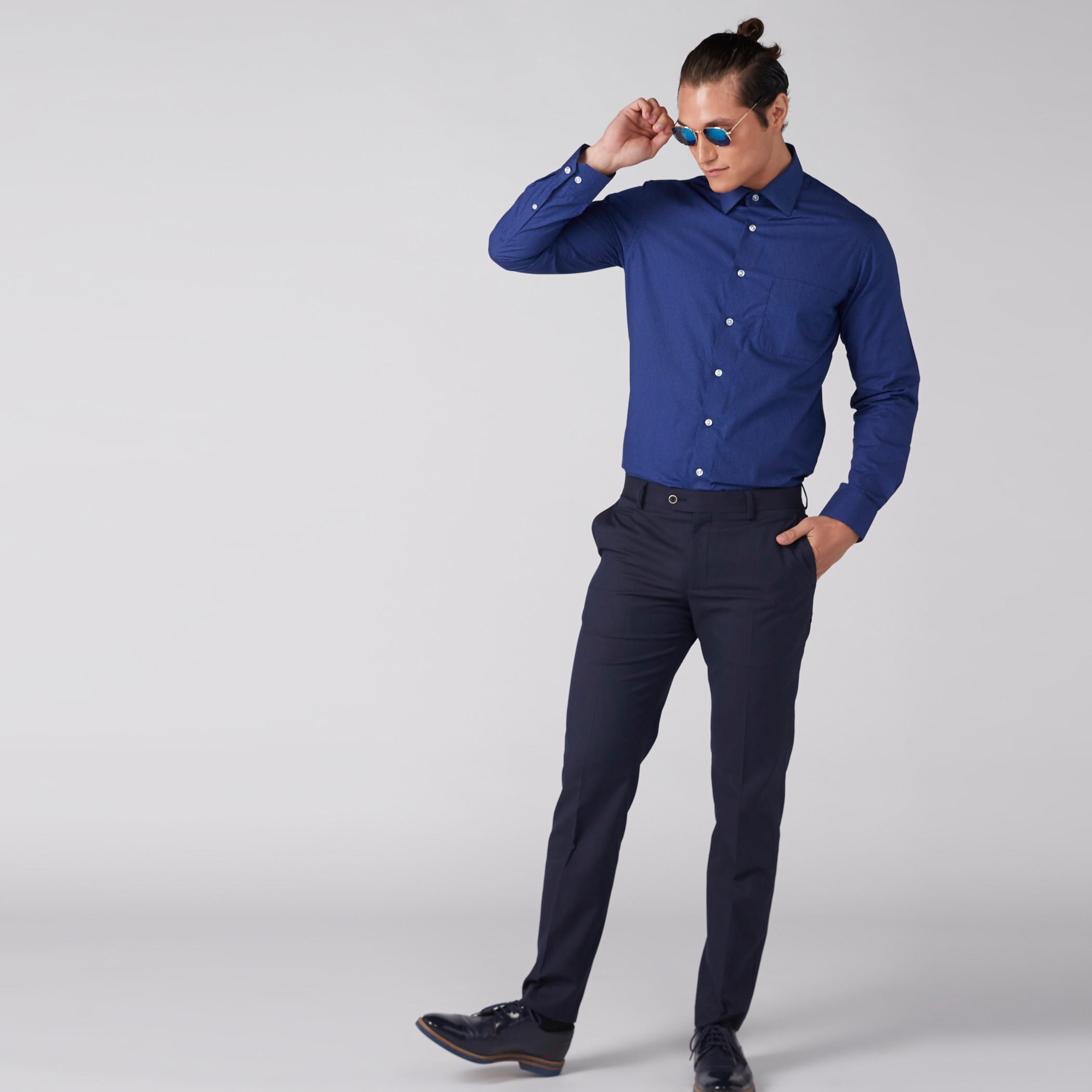 Arrow Textured Shirt with Long Sleeves and Complete Placket-men-clothing-shirts-image-3
