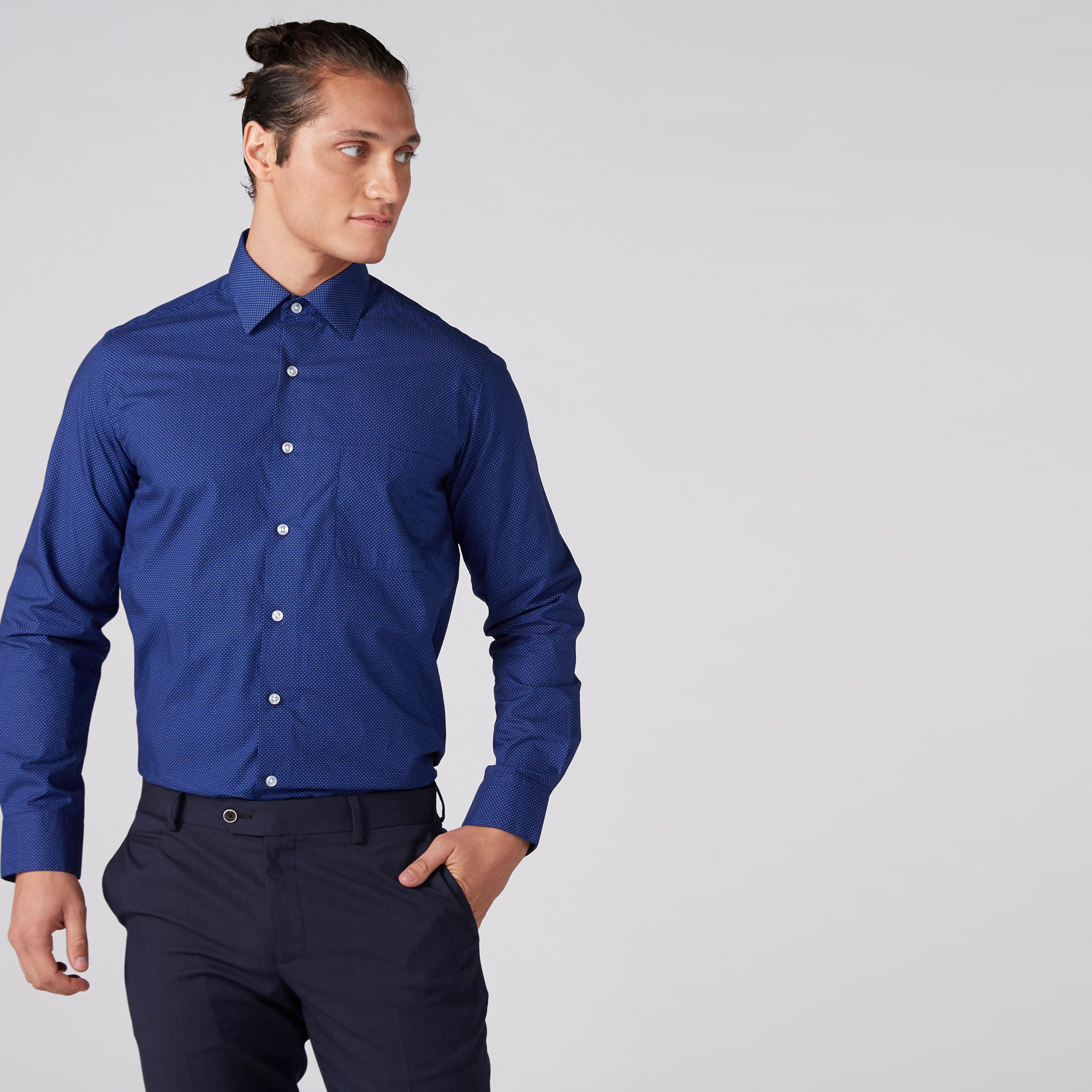 Arrow Textured Shirt with Long Sleeves and Complete Placket-men-clothing-shirts-image-4