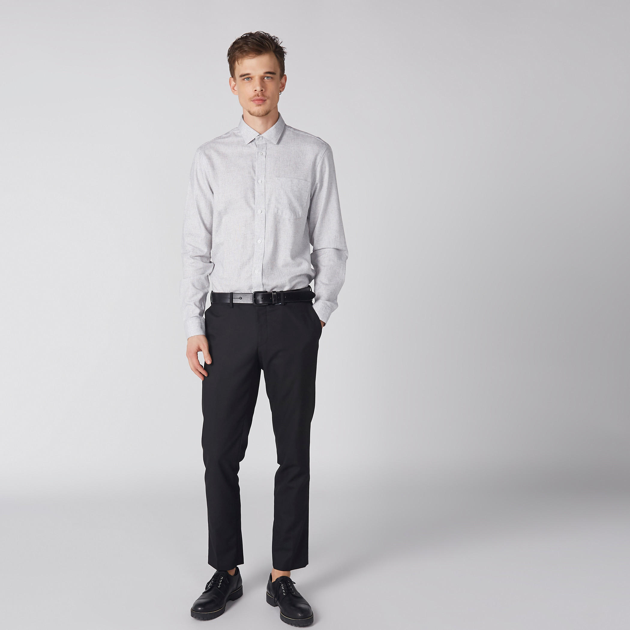 قميص بارز الملمس بأكمام طويلة وأزرار من آرو-men-clothing-shirts-image-4