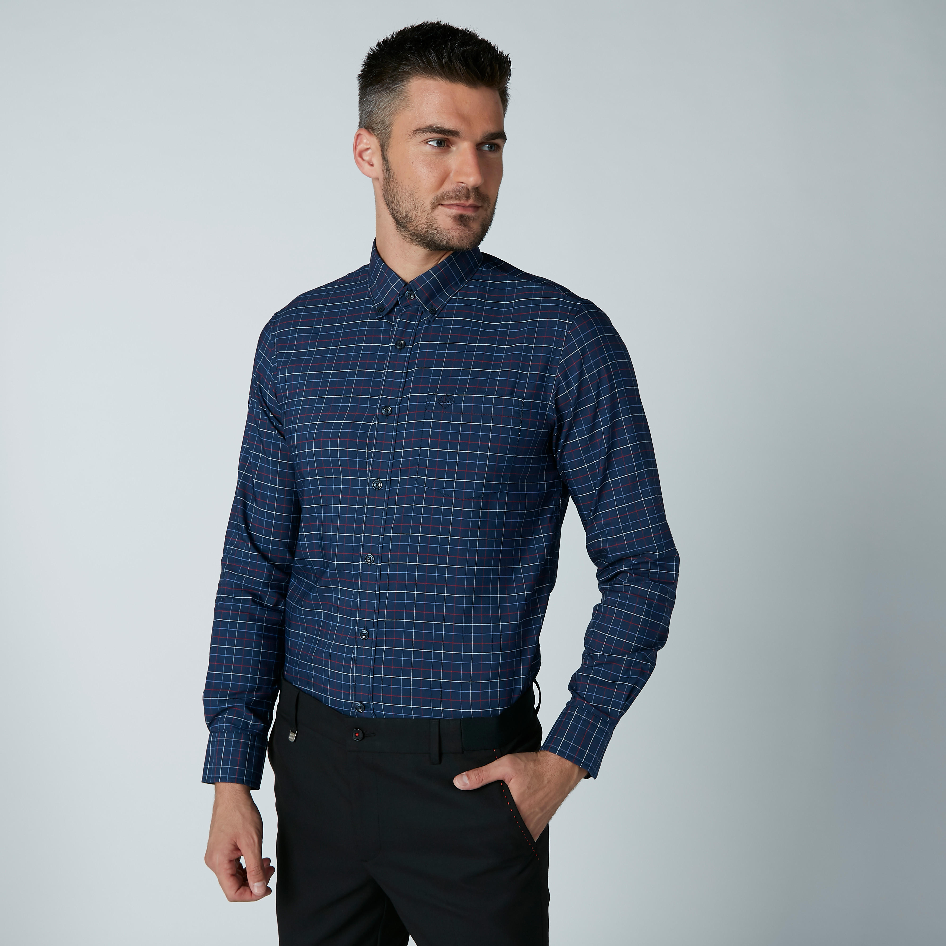 Arrow Structured Shirt with Chequered Pattern and Long Sleeves-men-clothing-shirts-image-1
