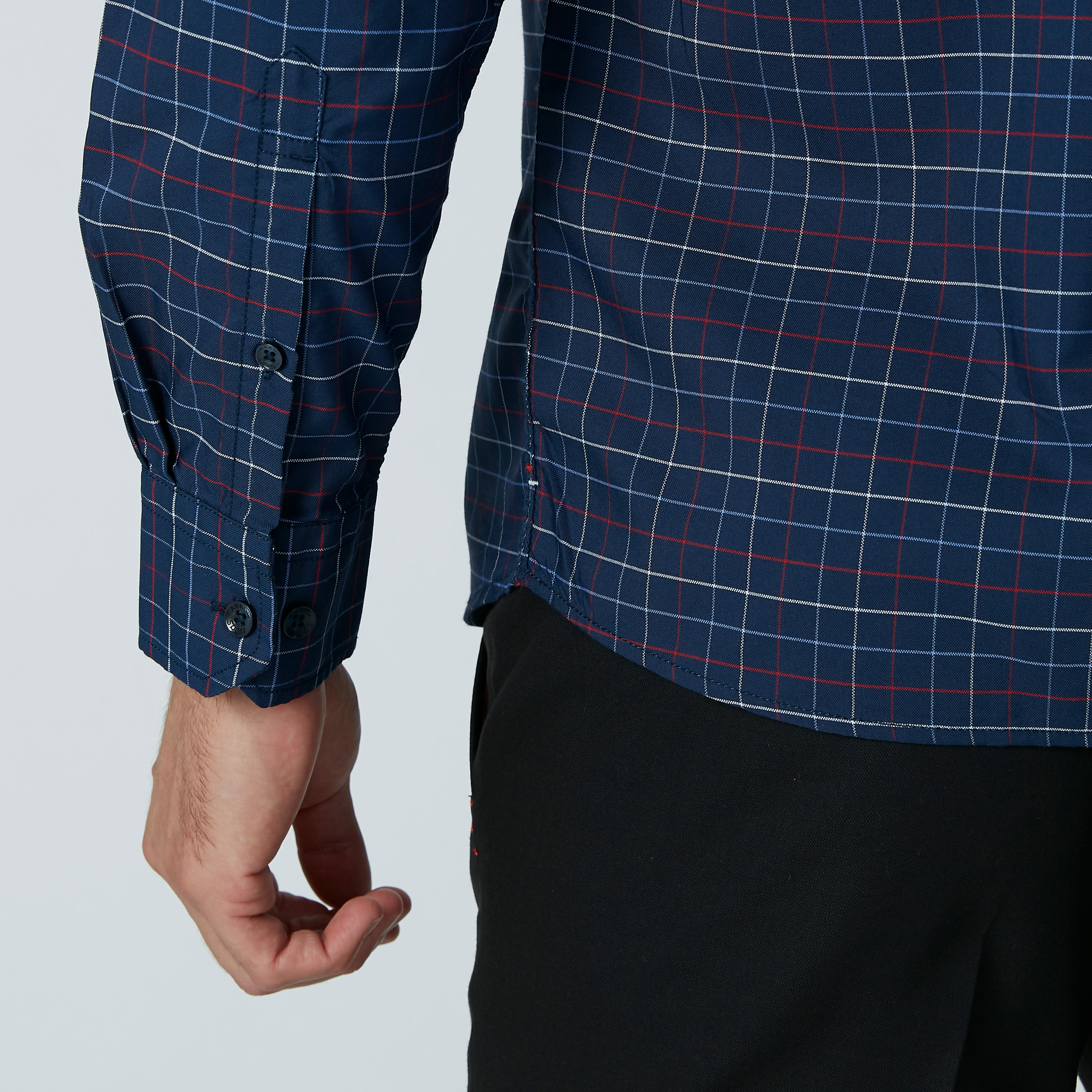 Arrow Structured Shirt with Chequered Pattern and Long Sleeves-men-clothing-shirts-image-3