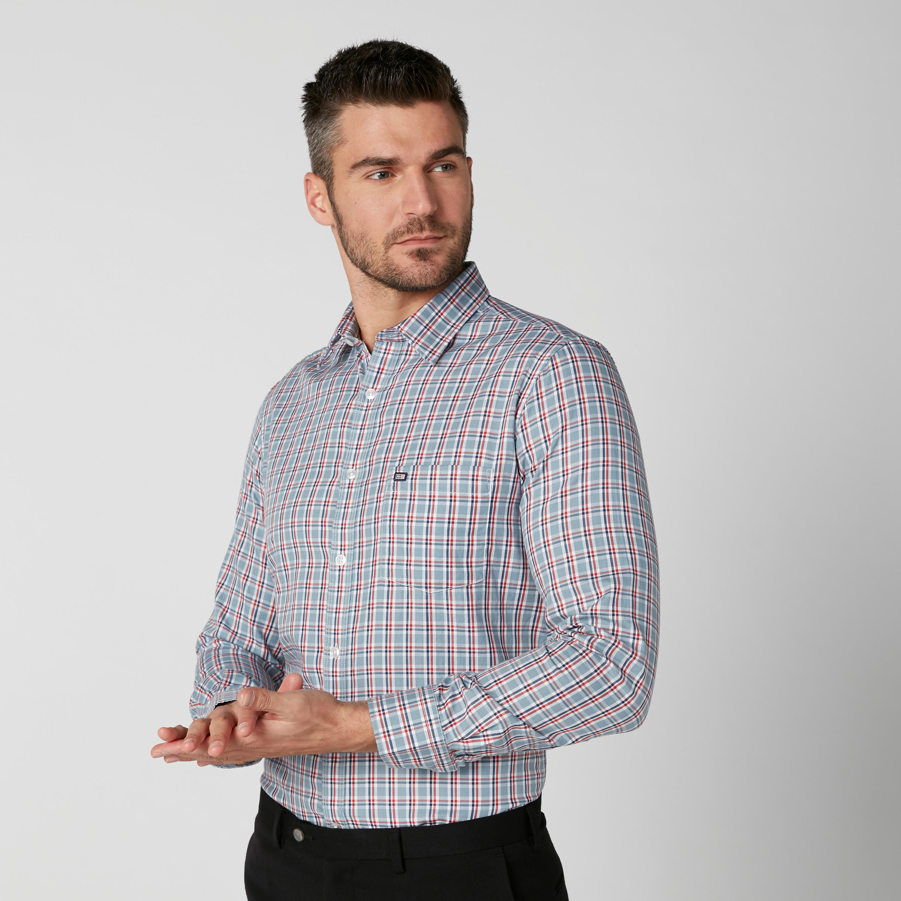 Arrow Chequered Shirt with Long Sleeves and Complete Placket-men-clothing-shirts-image-1