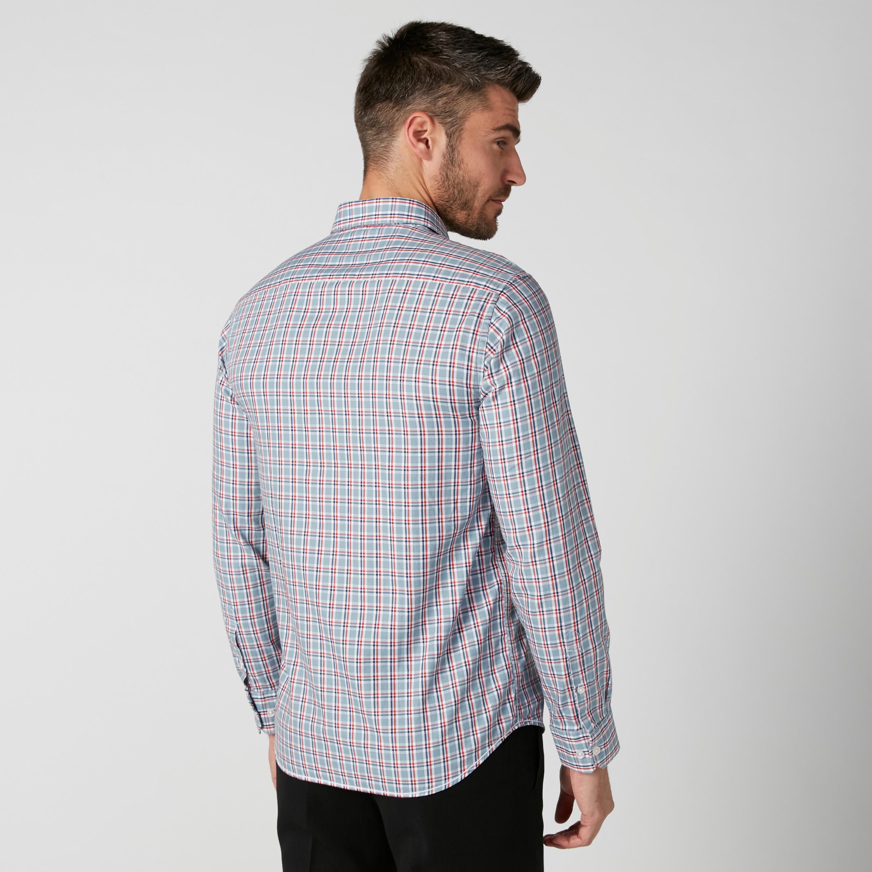 Arrow Chequered Shirt with Long Sleeves and Complete Placket-men-clothing-shirts-image-2