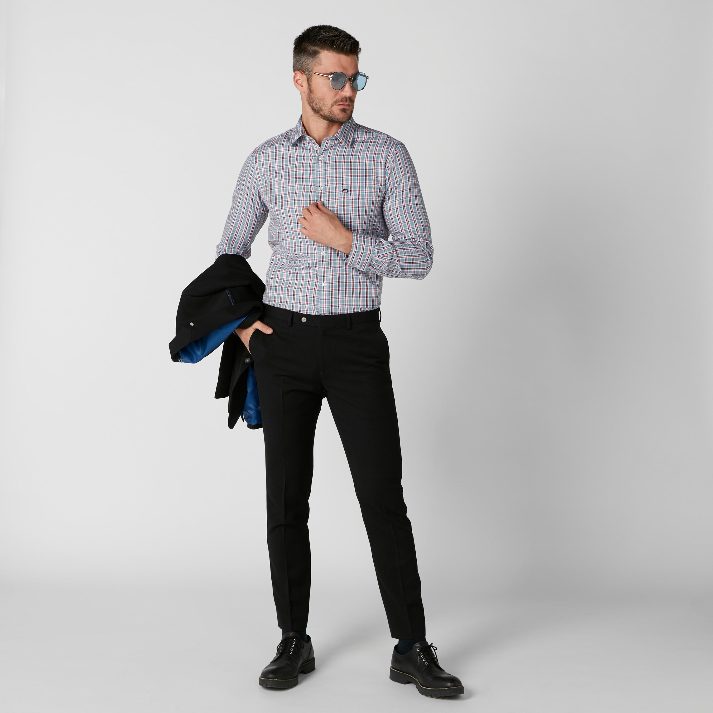 Arrow Chequered Shirt with Long Sleeves and Complete Placket-men-clothing-shirts-image-3