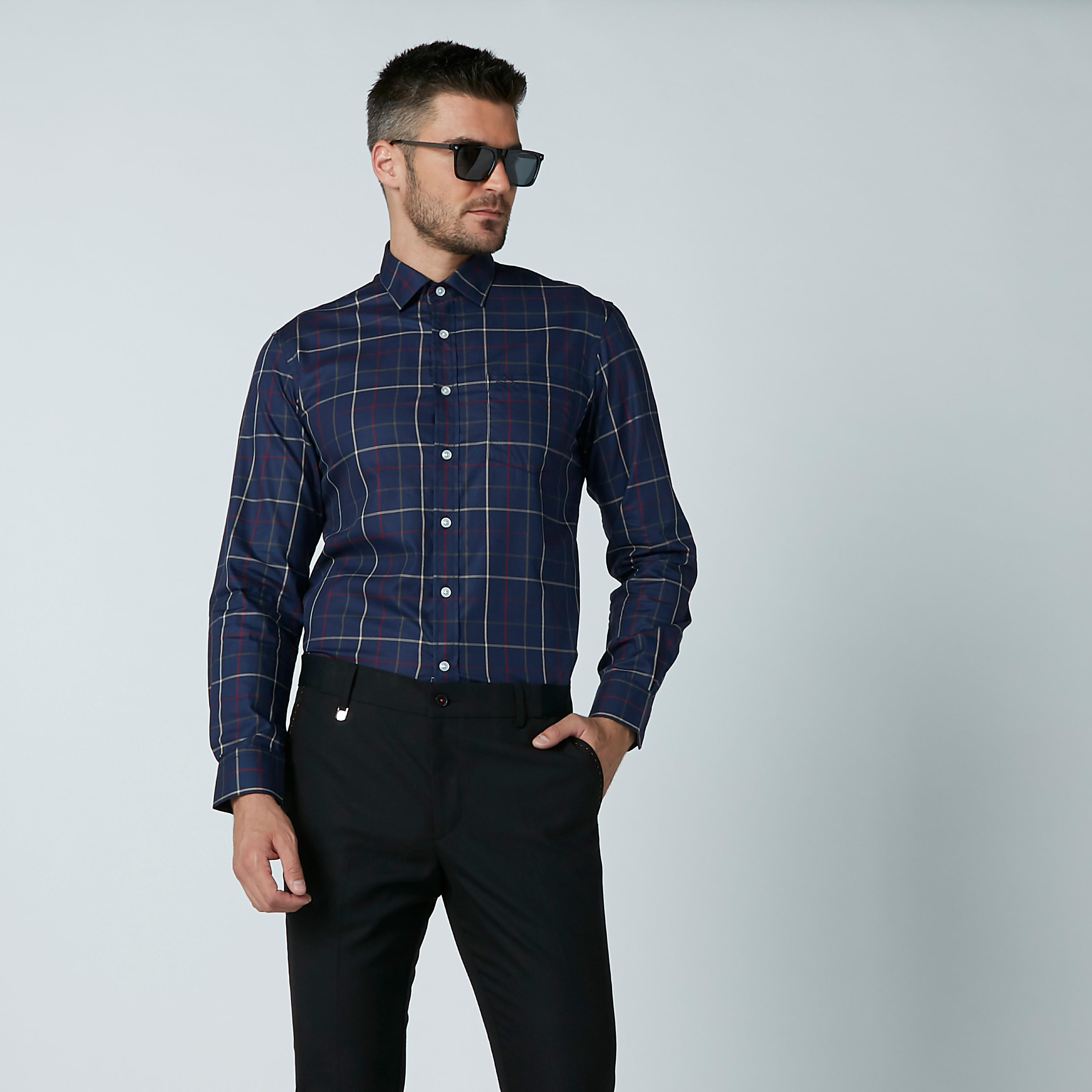 قميص كاروهات بأكمام طويلة من آرو-men-clothing-shirts-image-1