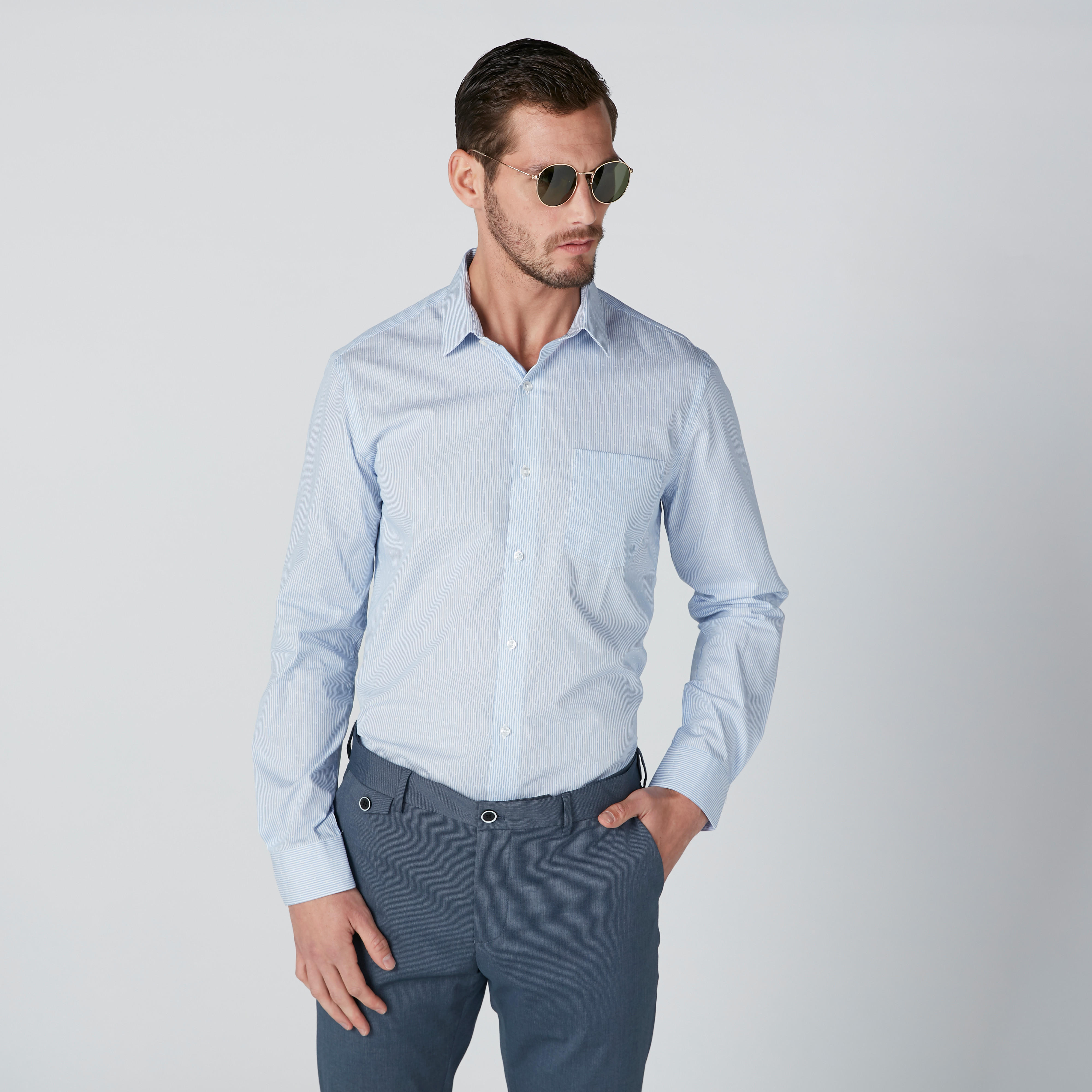 قميص مقلّم بجيوب وأزرار من آرو-men-clothing-shirts-image-1