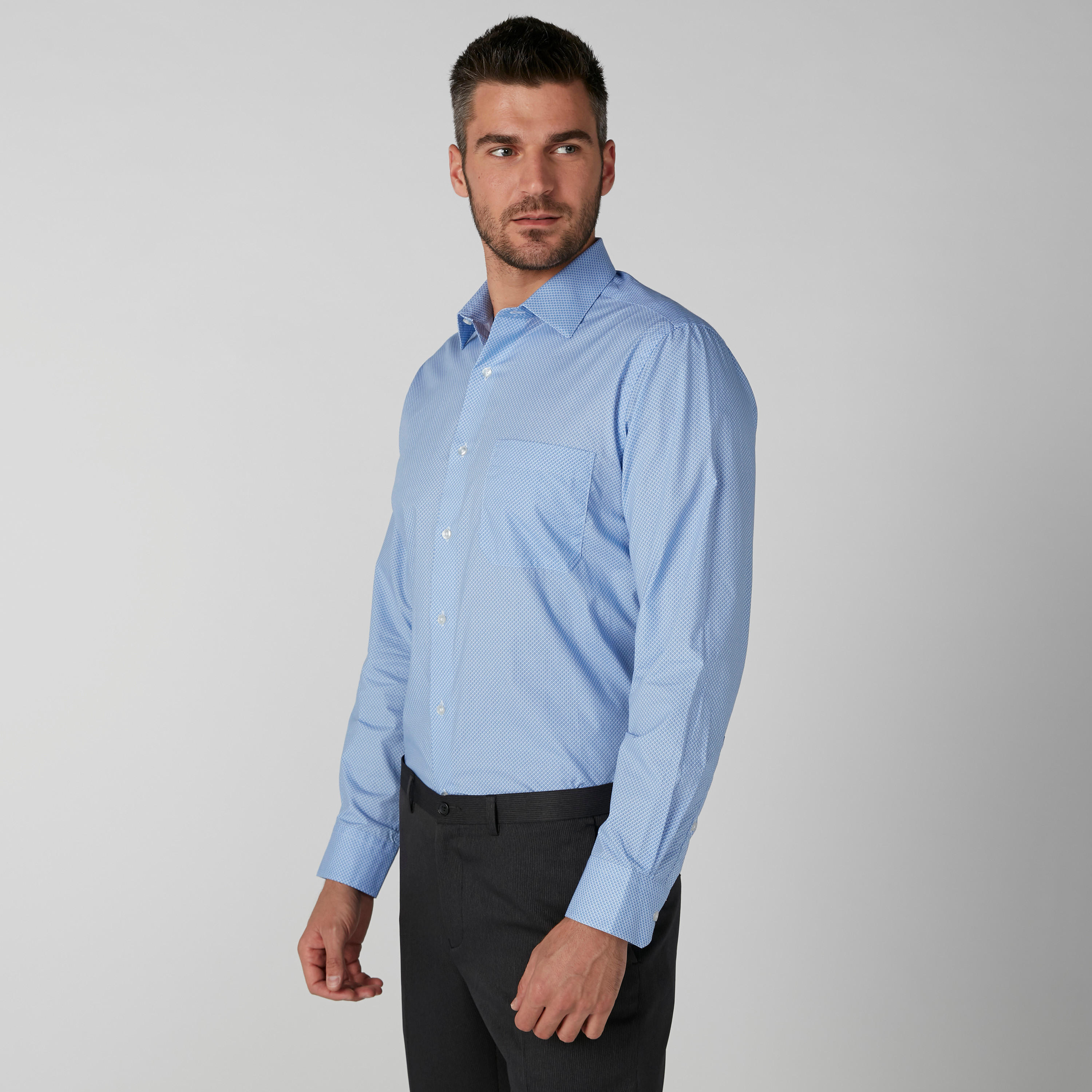 Arrow Textured Shirt with Long Sleeves and Complete Placket-men-clothing-shirts-image-1