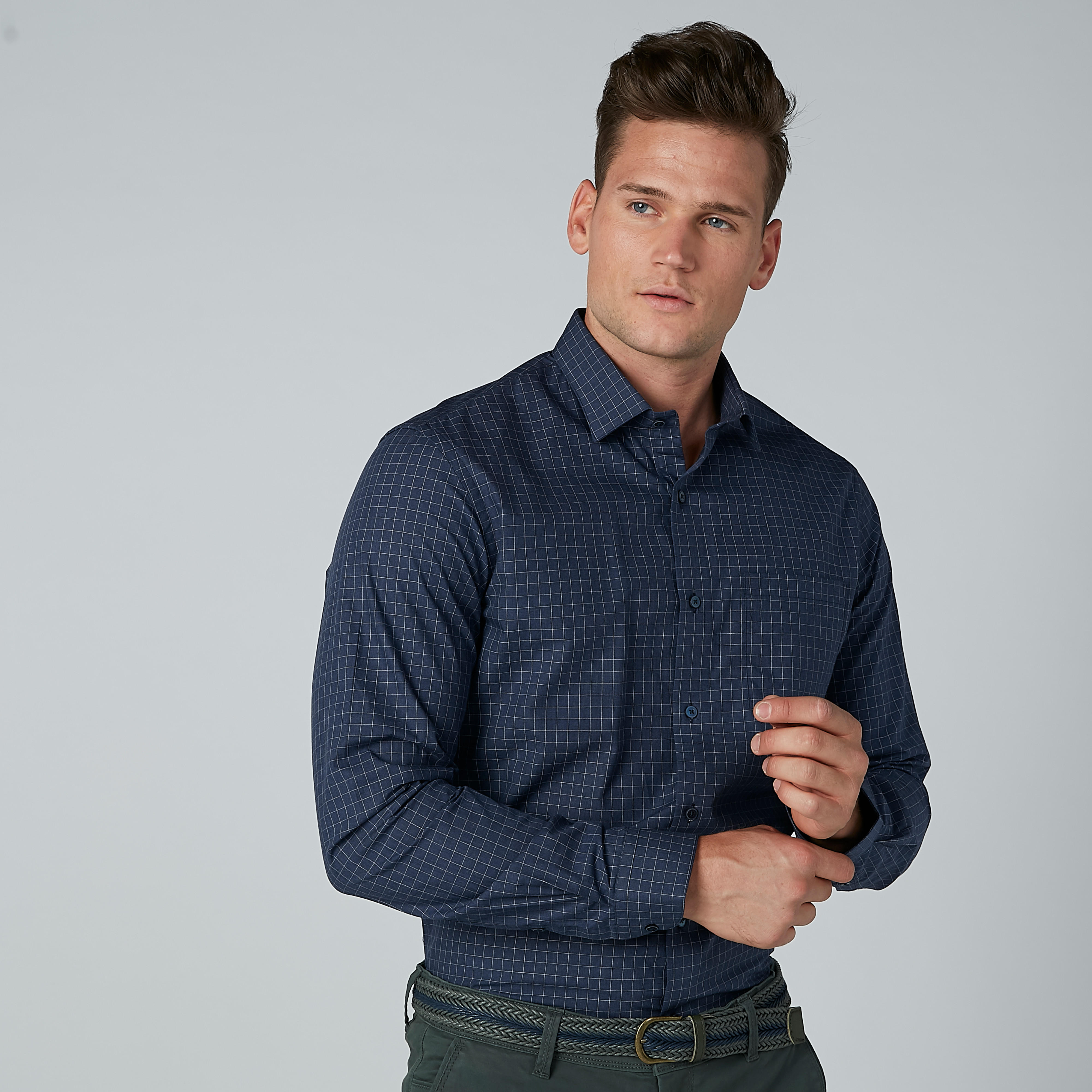 قميص مربعات بأكمام طويلة وياقة عادية-men-clothing-shirts-image-4