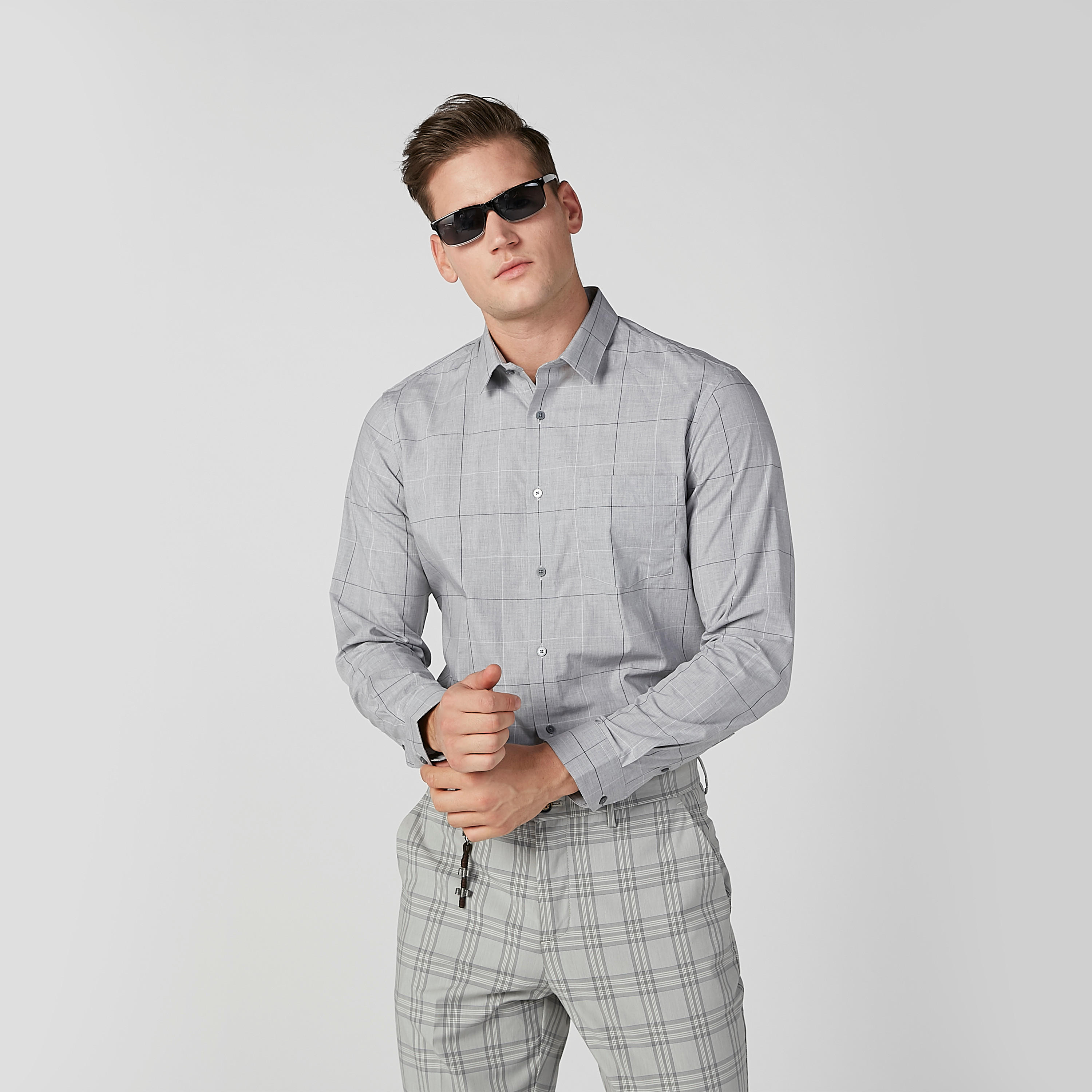 Arrow Chequered Shirt with Long Sleeves and Complete Placket-men-clothing-shirts-image-2