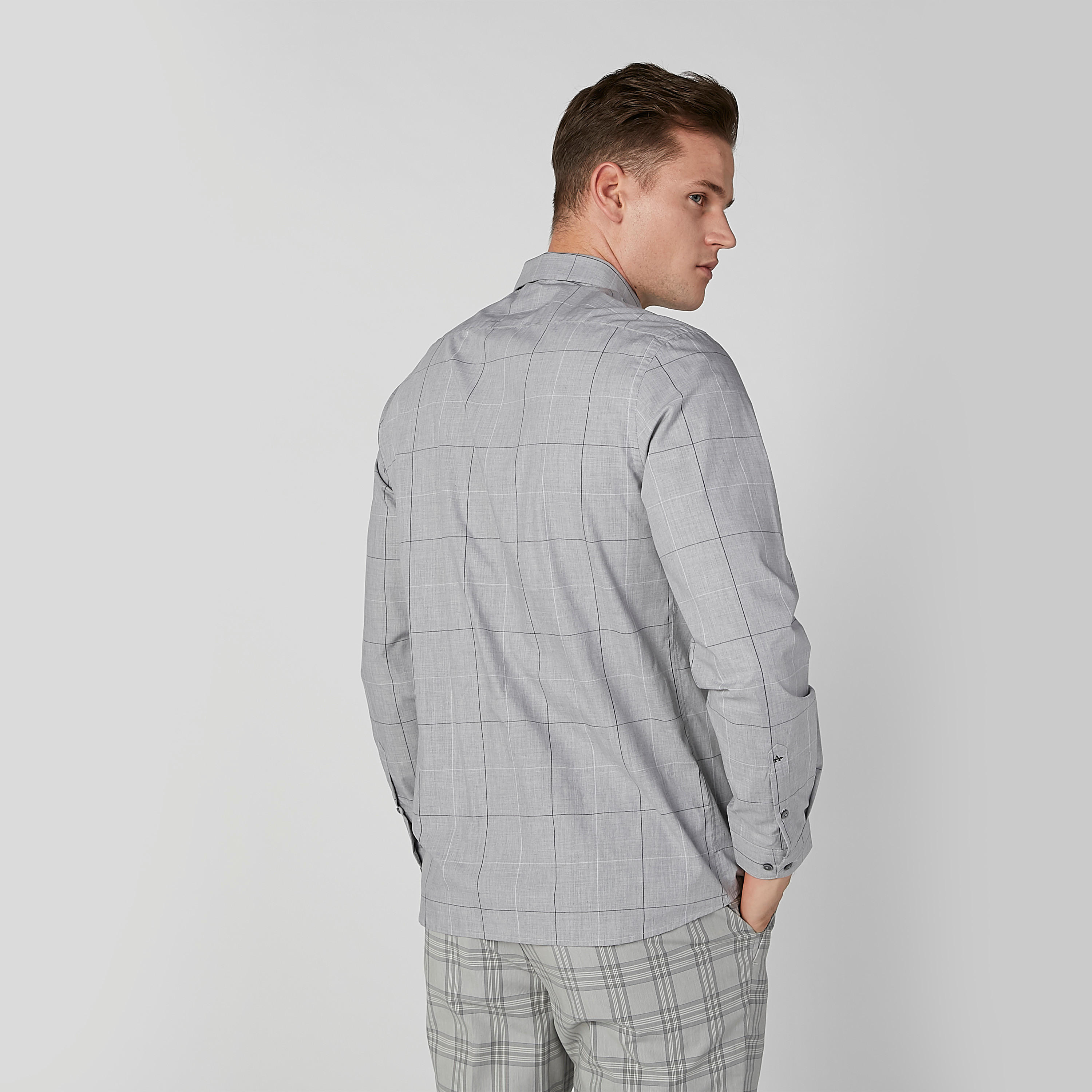 Arrow Chequered Shirt with Long Sleeves and Complete Placket-men-clothing-shirts-image-3