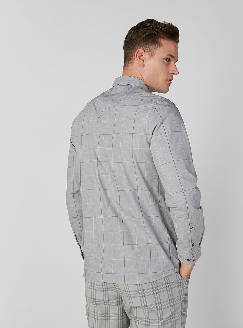 Arrow Chequered Shirt with Long Sleeves and Complete Placket-men-clothing-shirts-image-3