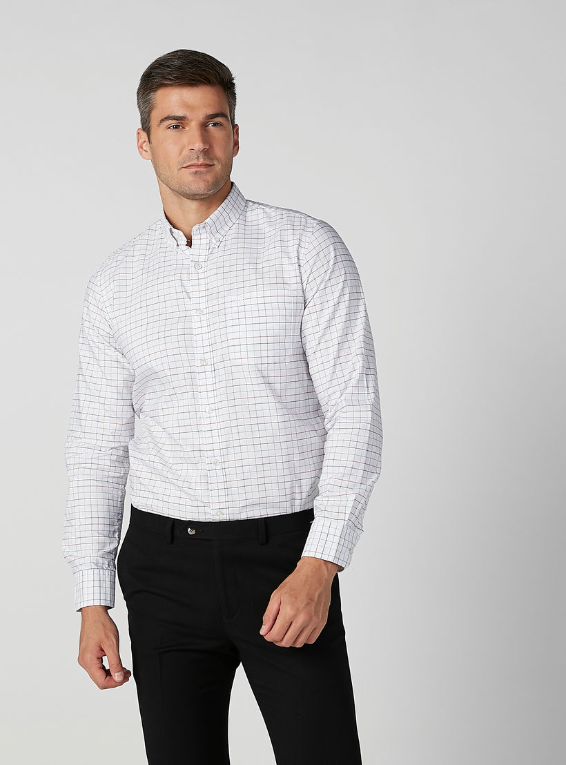 قميص كاروهات بأكمام طويلة وجيوب على الصدر من آرو-men-clothing-shirts-image-1