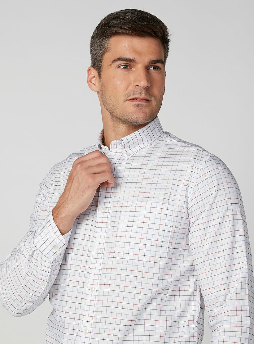 قميص كاروهات بأكمام طويلة وجيوب على الصدر من آرو-men-clothing-shirts-image-2