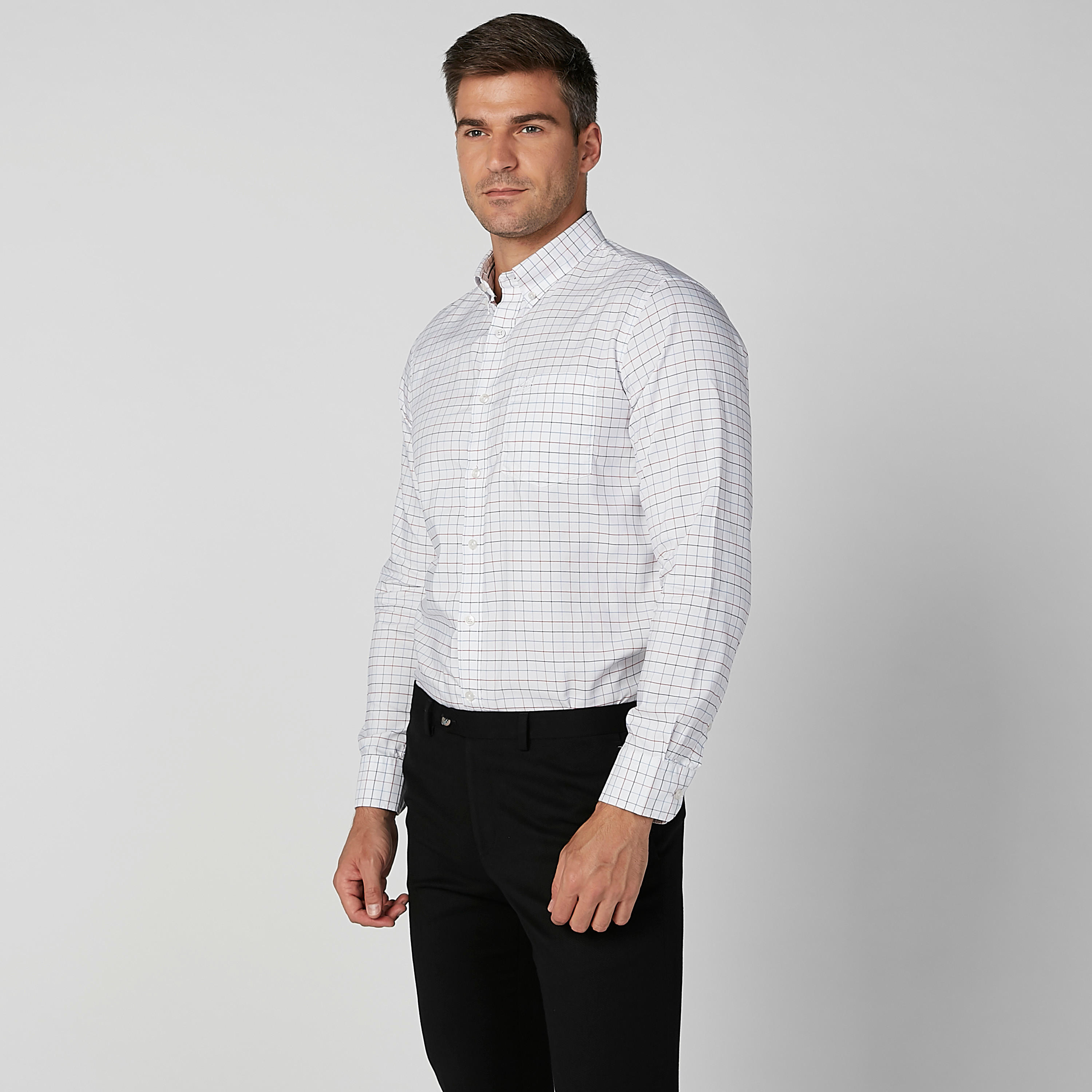 قميص كاروهات بأكمام طويلة وجيوب على الصدر من آرو-men-clothing-shirts-image-6