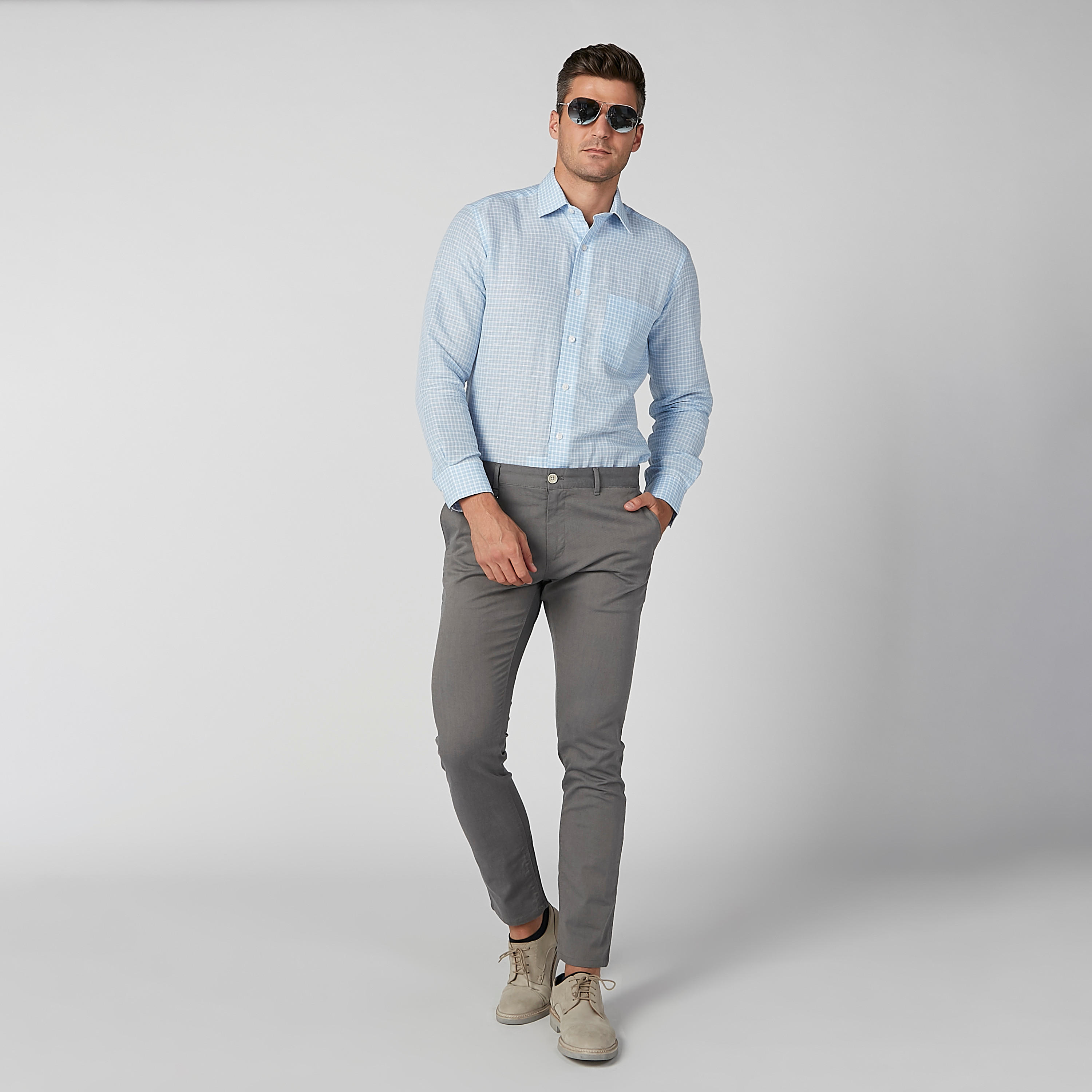 قميص كاروهات بأكمام طويلة وجيب على الصدر من آرو-men-clothing-shirts-image-2