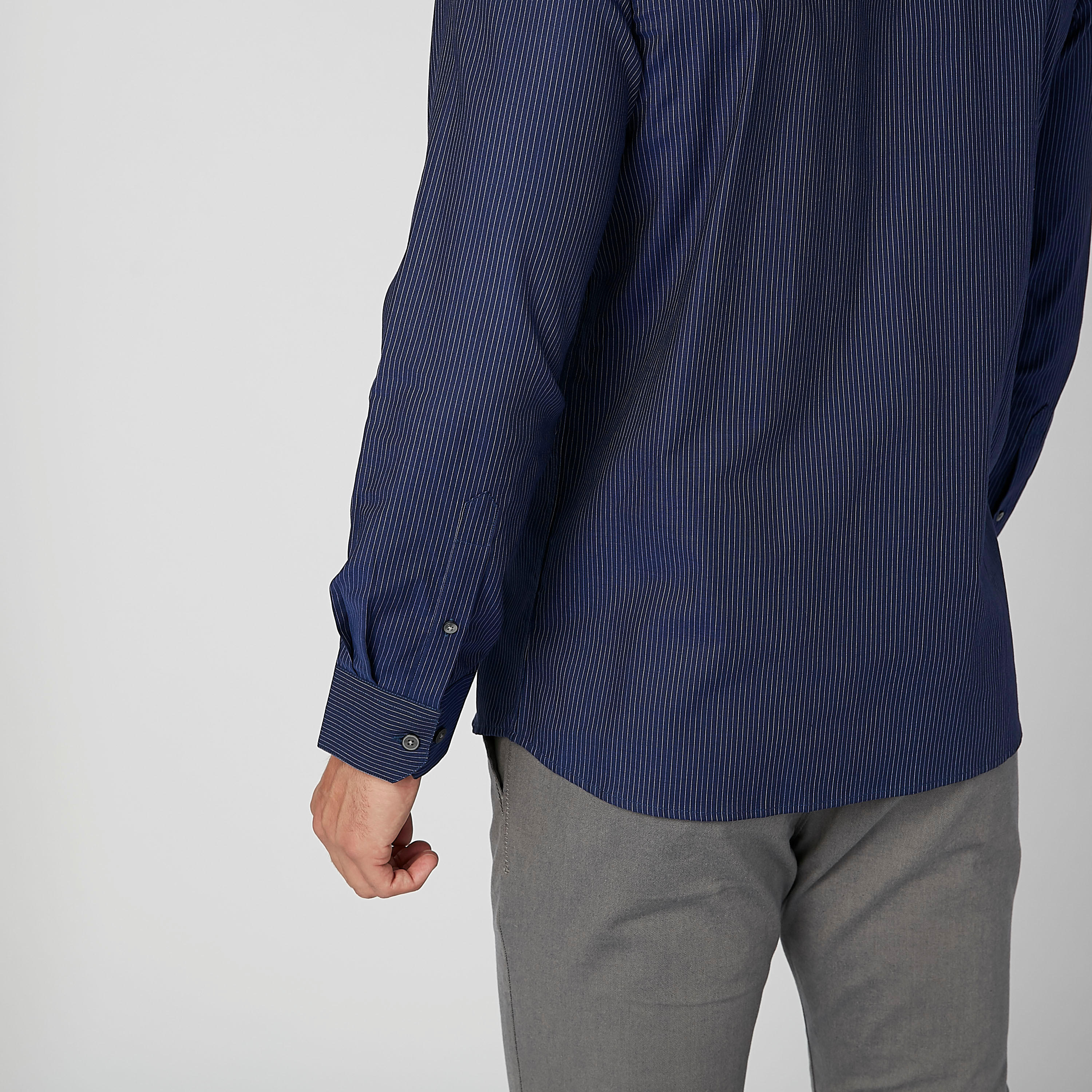Arrow Striped Shirt with Long Sleeves and Chest Pocket-men-clothing-shirts-image-5