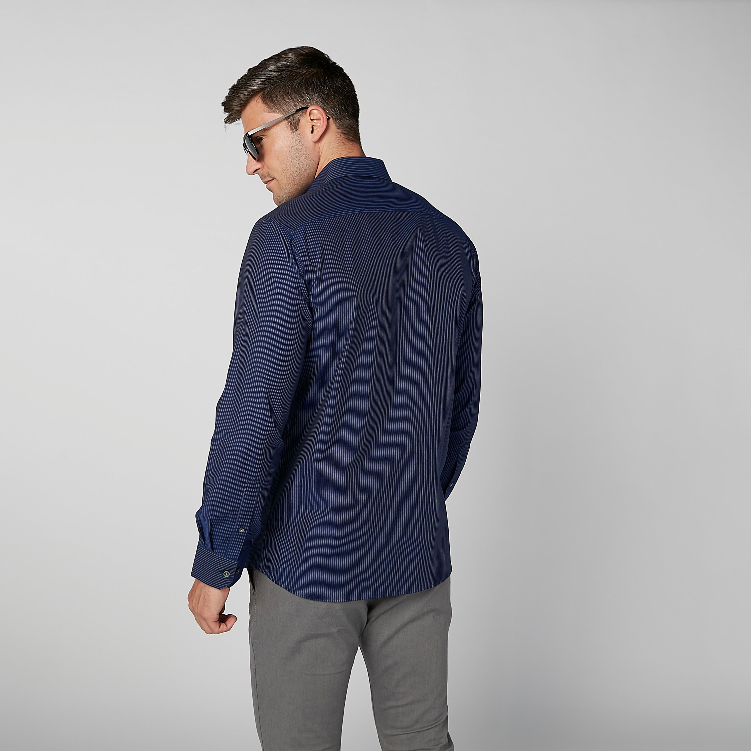 Arrow Striped Shirt with Long Sleeves and Chest Pocket-men-clothing-shirts-image-6