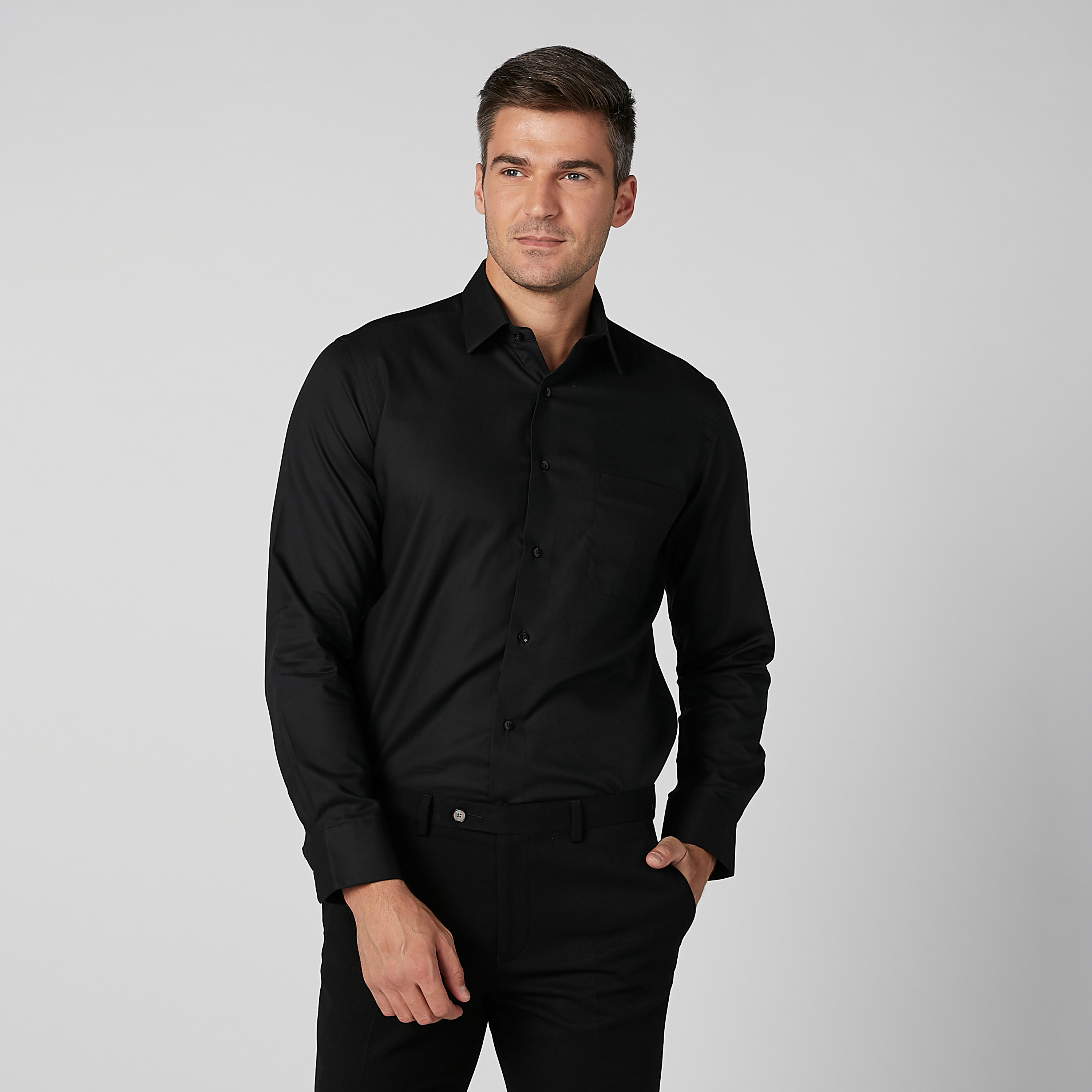 قميص سادة بأكمام طويلة وجيوب من آرو-men-clothing-shirts-image-2