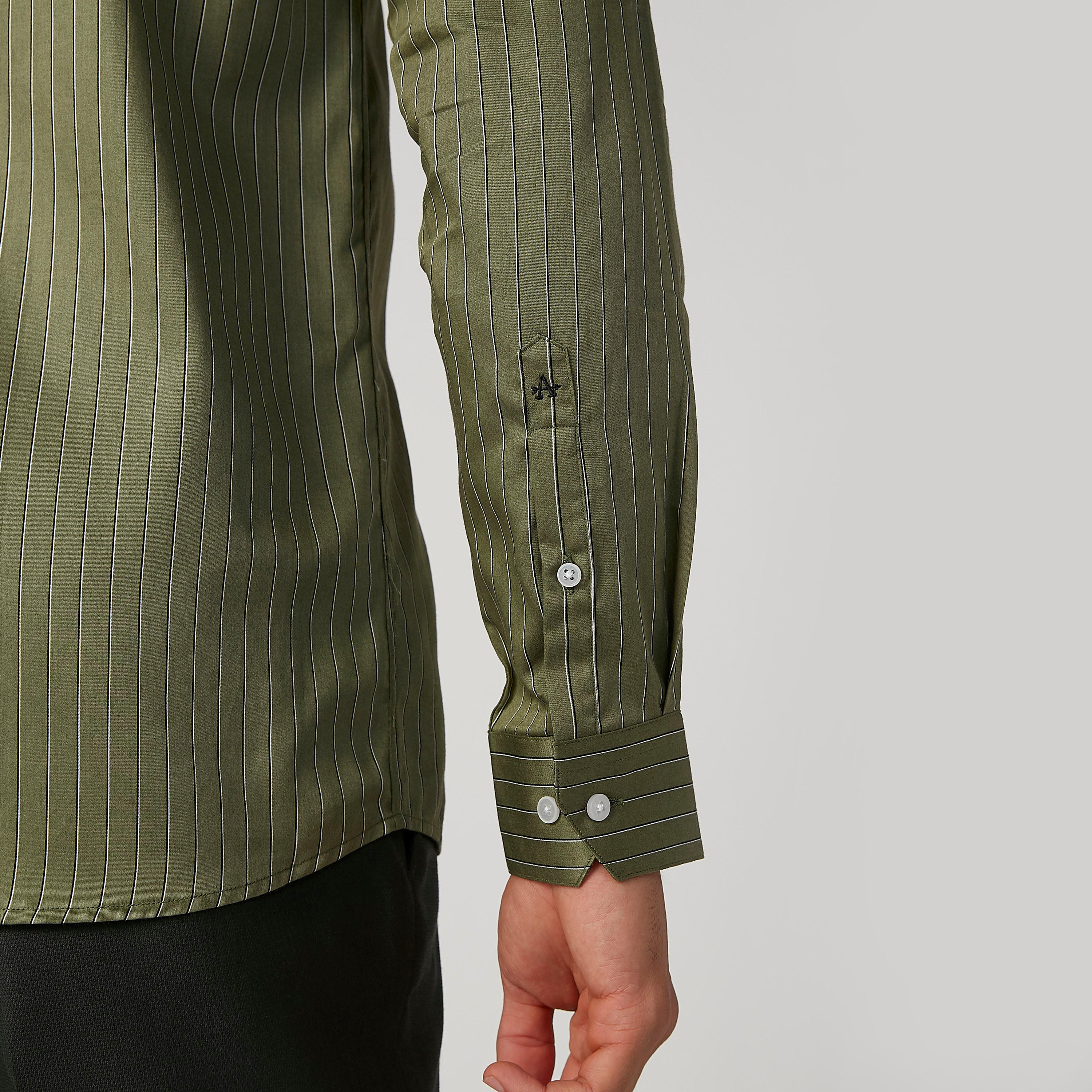 قميص سليم مقلّم بياقة عاديّة وأكمام طويلة من آرو-men-clothing-shirts-image-4