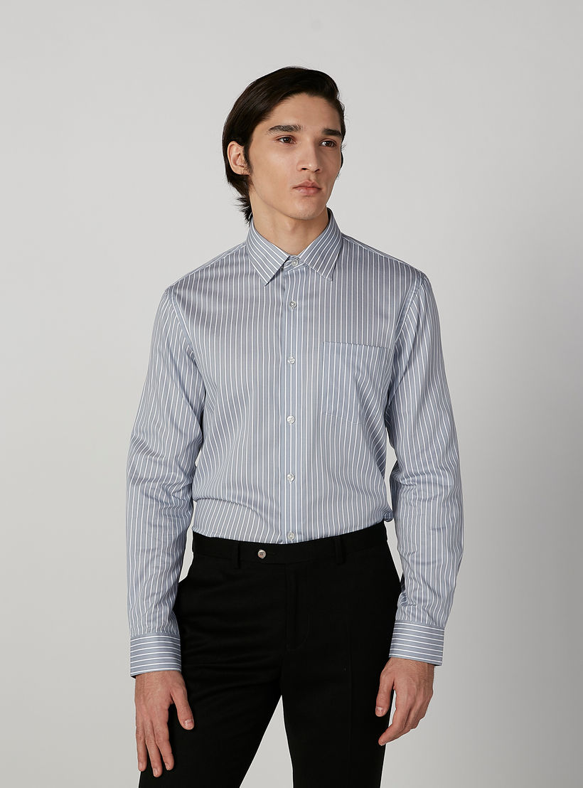 قميص سليم مقلّم بأكمام طويلة وجيوب من آرو-men-clothing-shirts-image-1