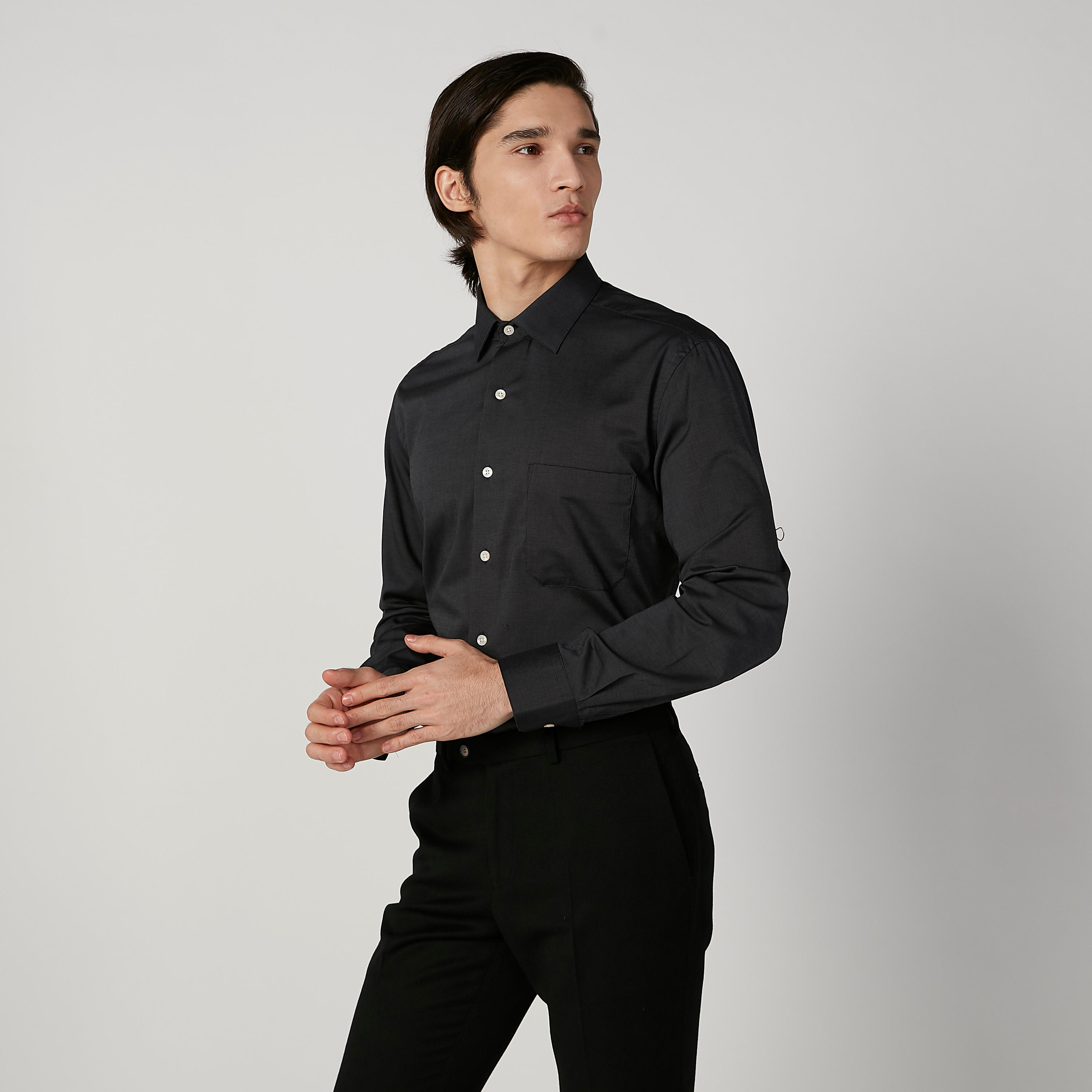 قميص بارز الملمس بأكمام طويلة وجيب على الصدر من آرو-men-clothing-shirts-image-1